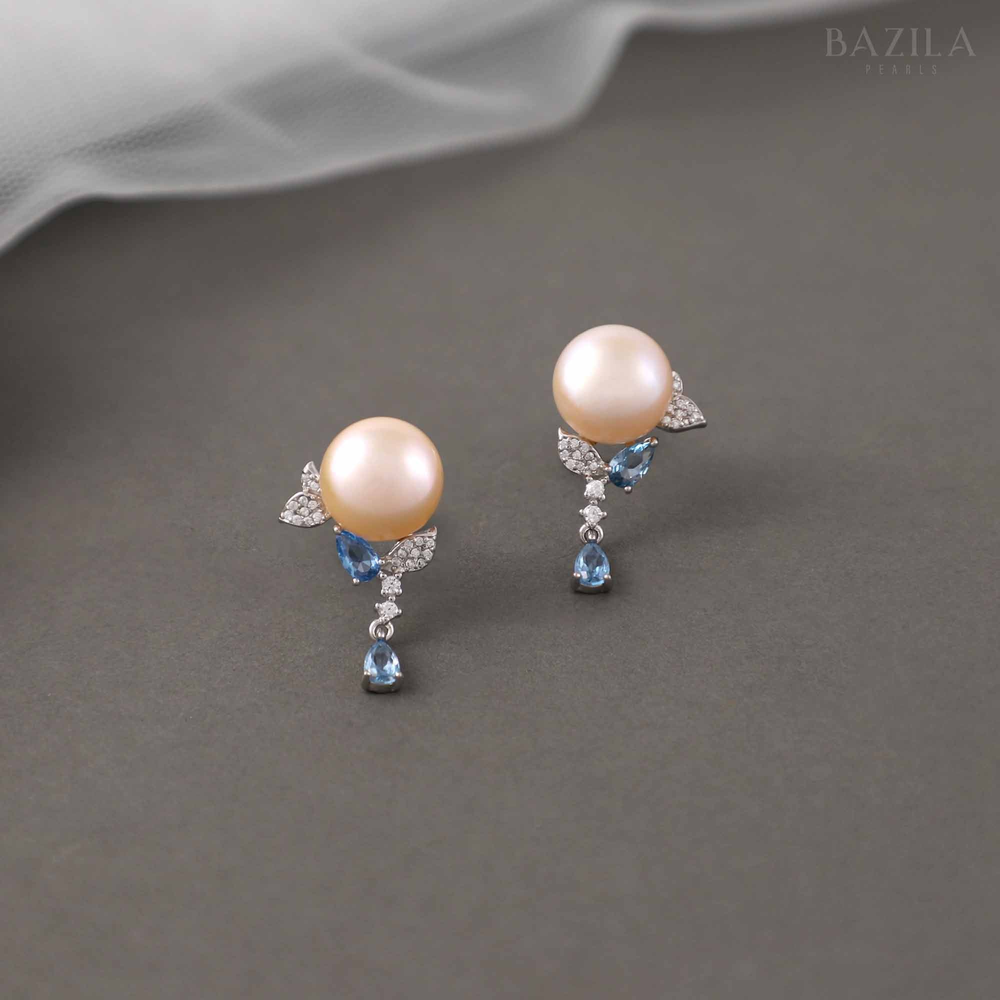 Pink Pearl Drop Earrings with White Hook