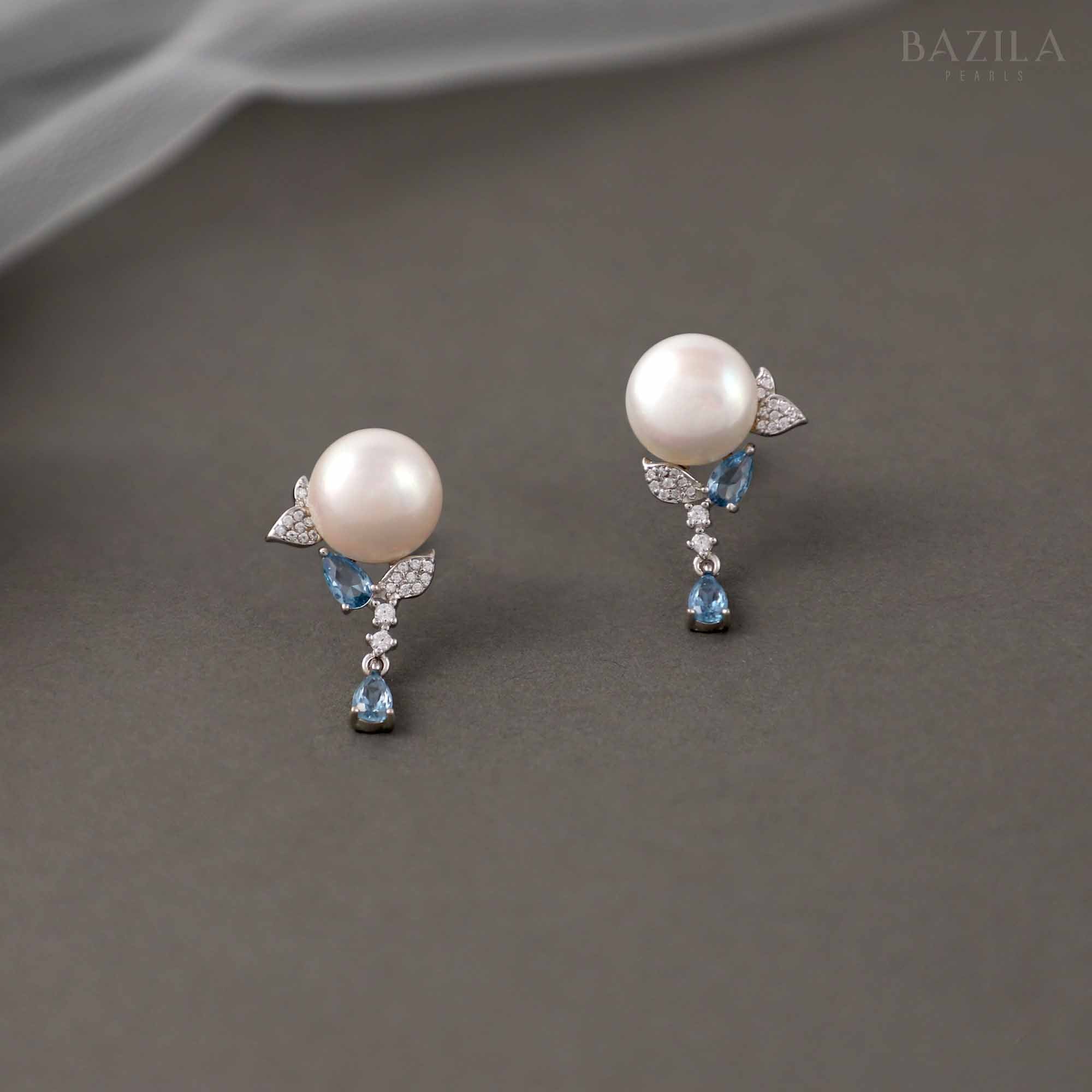 White Pearl Drop Earrings with Sterling Silver Hooks