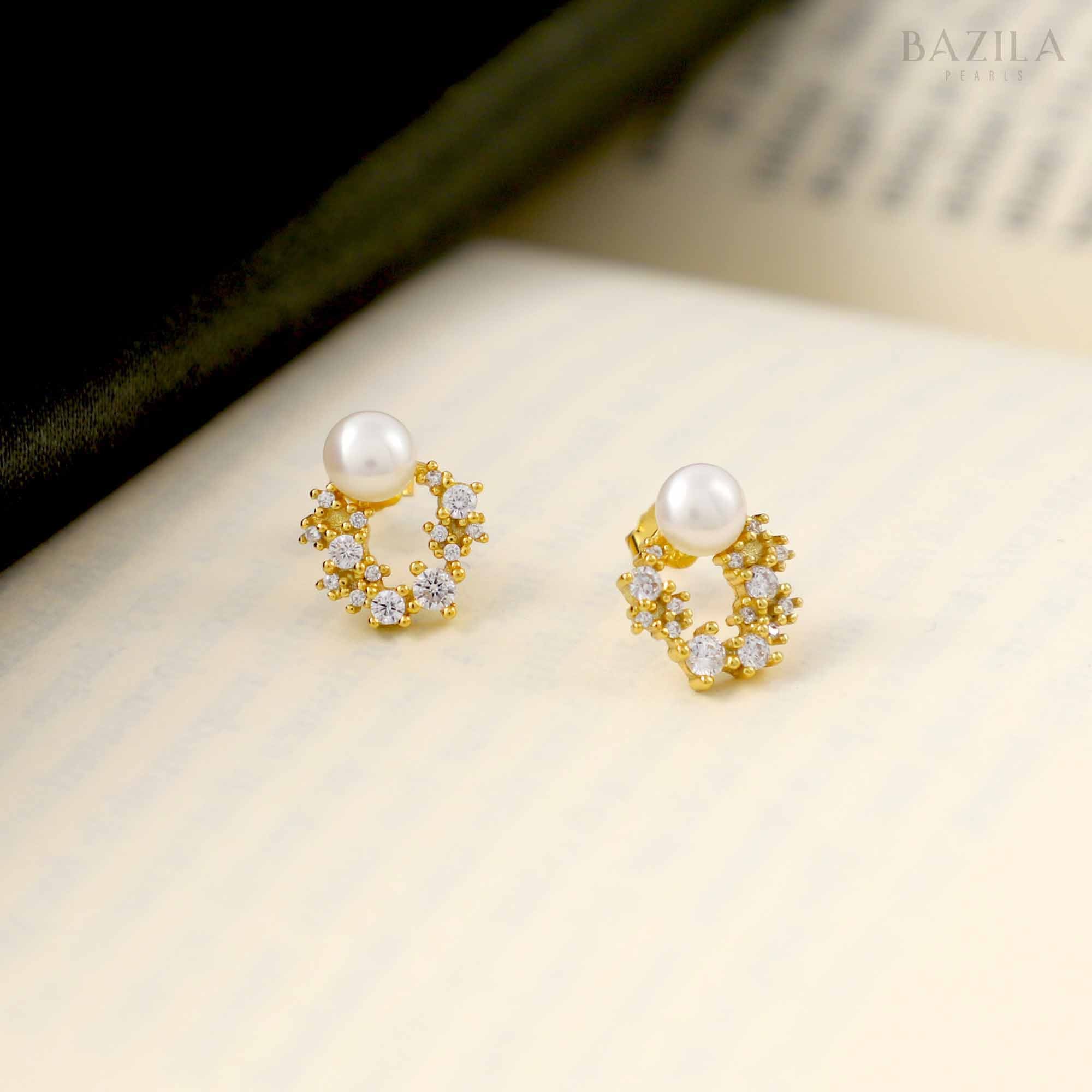 Pure Bliss Button Pearl Earrings - 5mm White