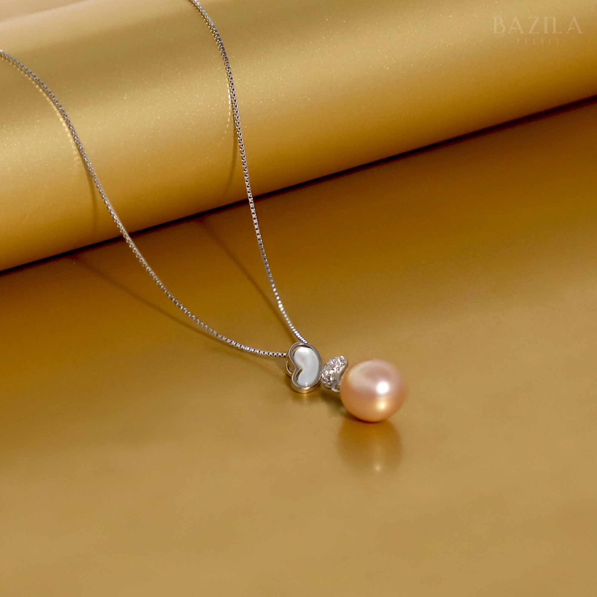 Soft Pink Pearl Pendant with Sterling Silver Chain