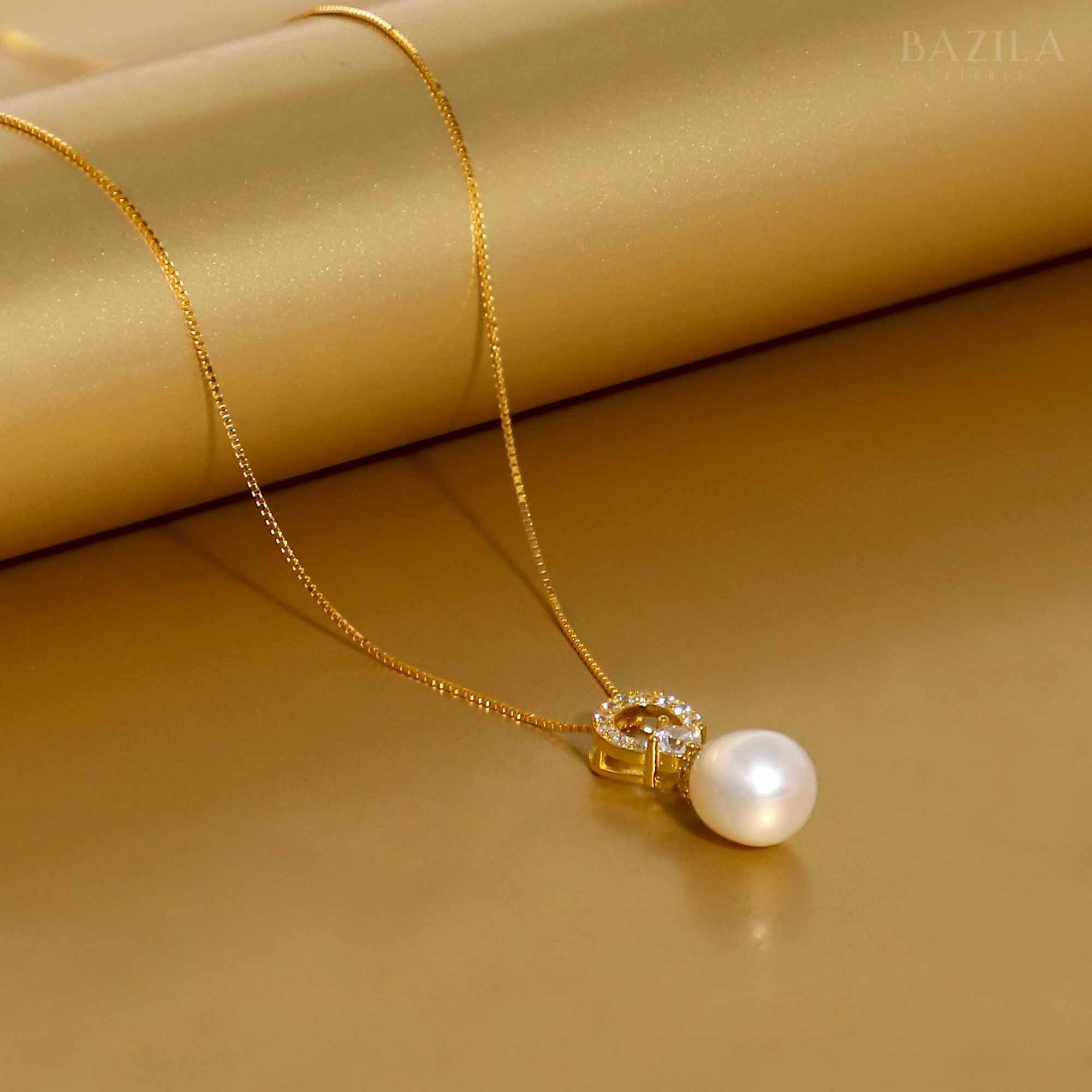 Graceful Elegance with 8mm AAA Drop Pearls - Gold White