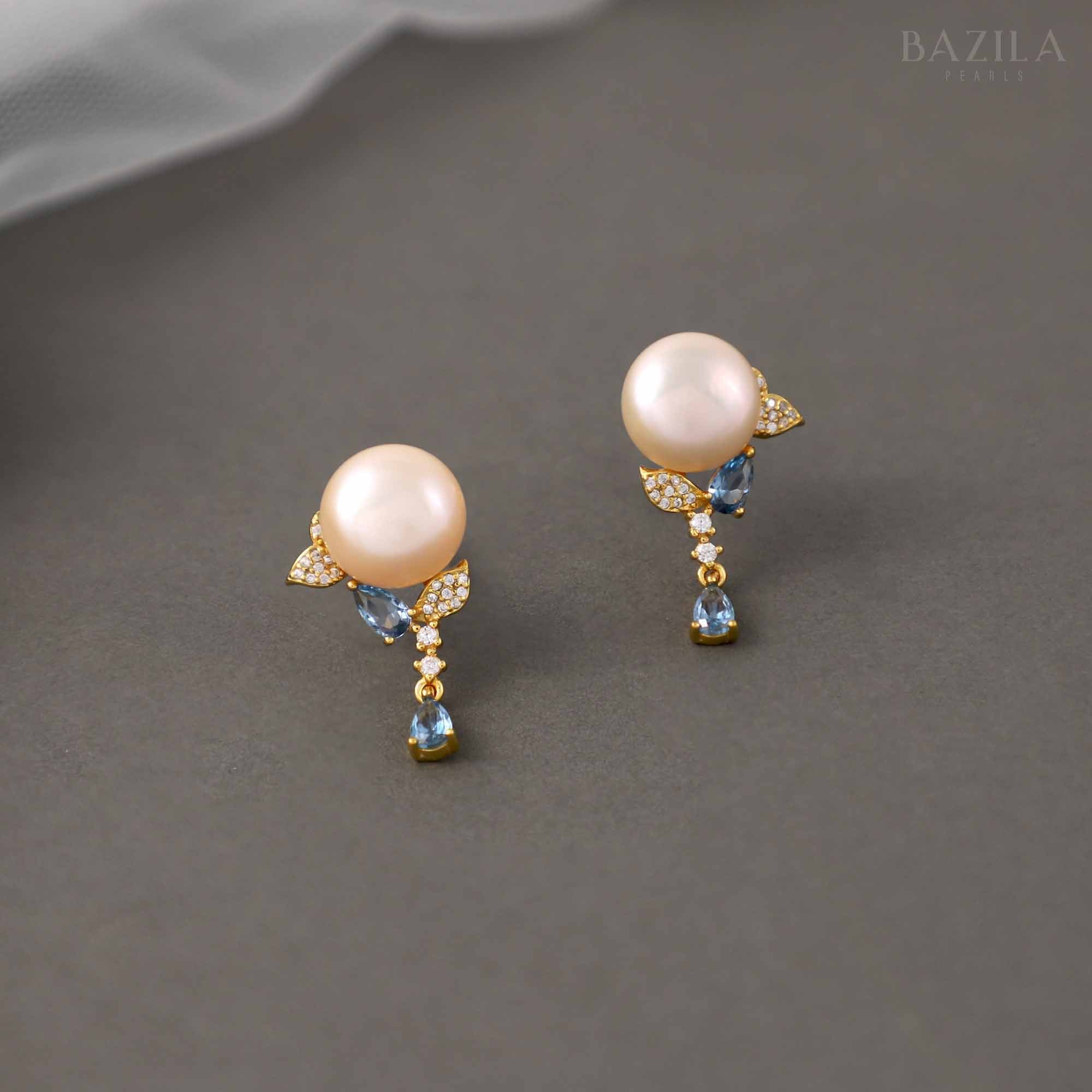 Pink Pearl Drop Earrings with Gold Hook