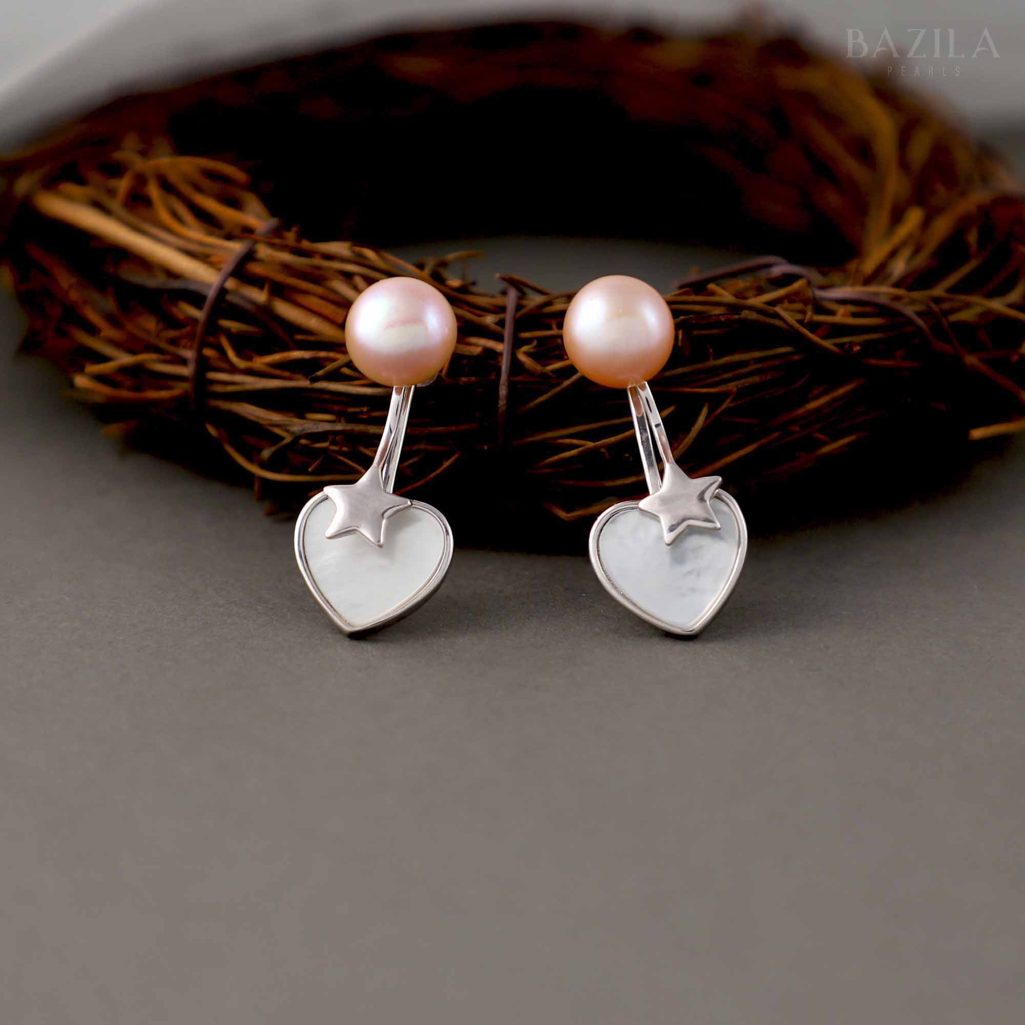 Delicate Pink Pearl Earrings with Silver Hooks