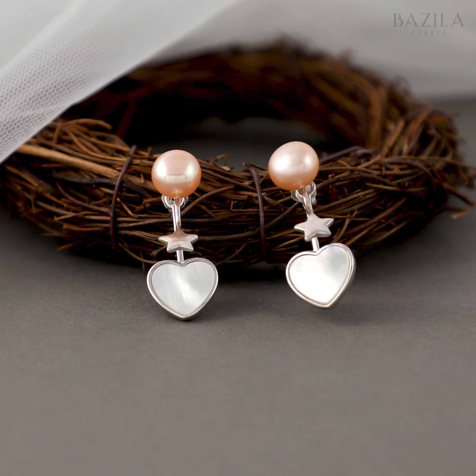 Delicate Pink Pearl Earrings with Silver Hooks
