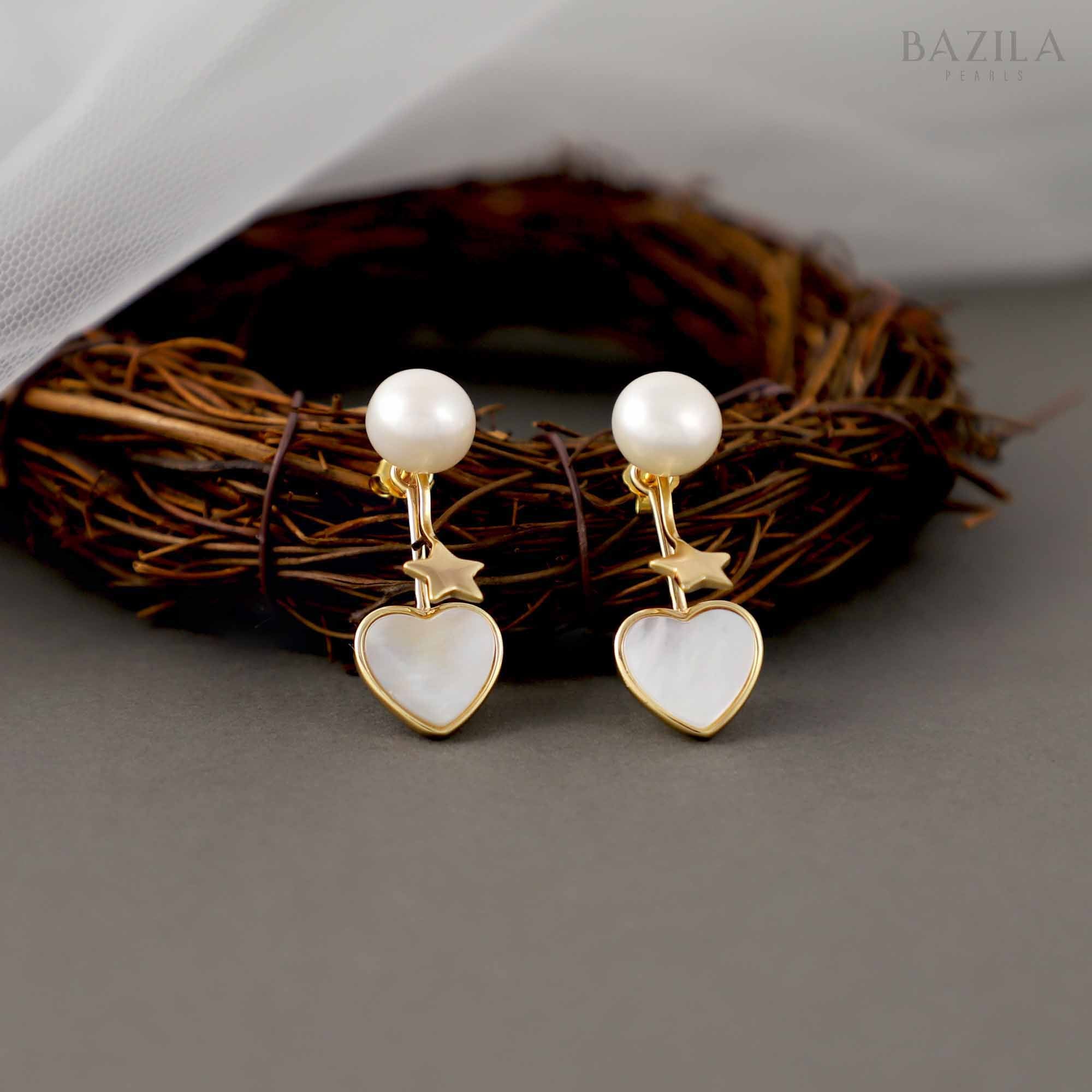 Classic White Pearl Earrings with Gold Hooks