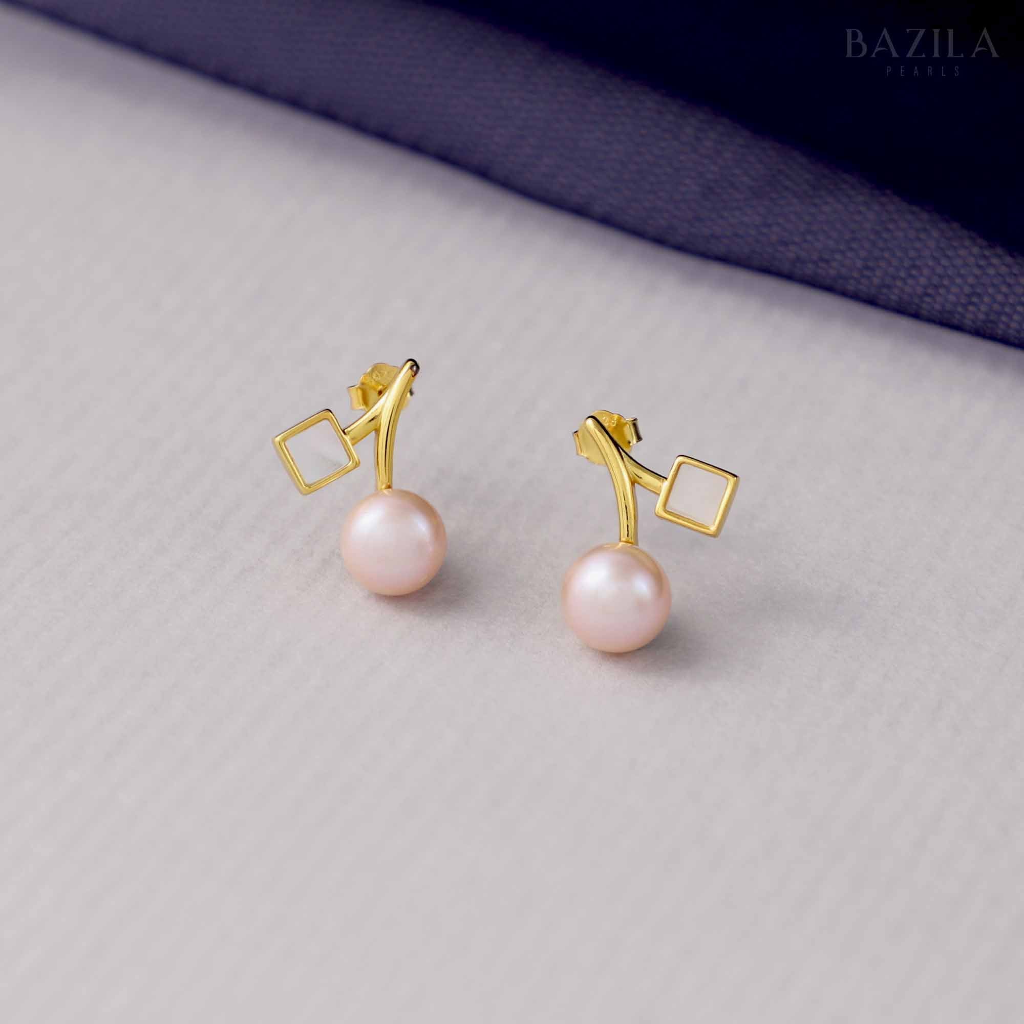 Delicate Pink Pearl Drops with Gold Hooks