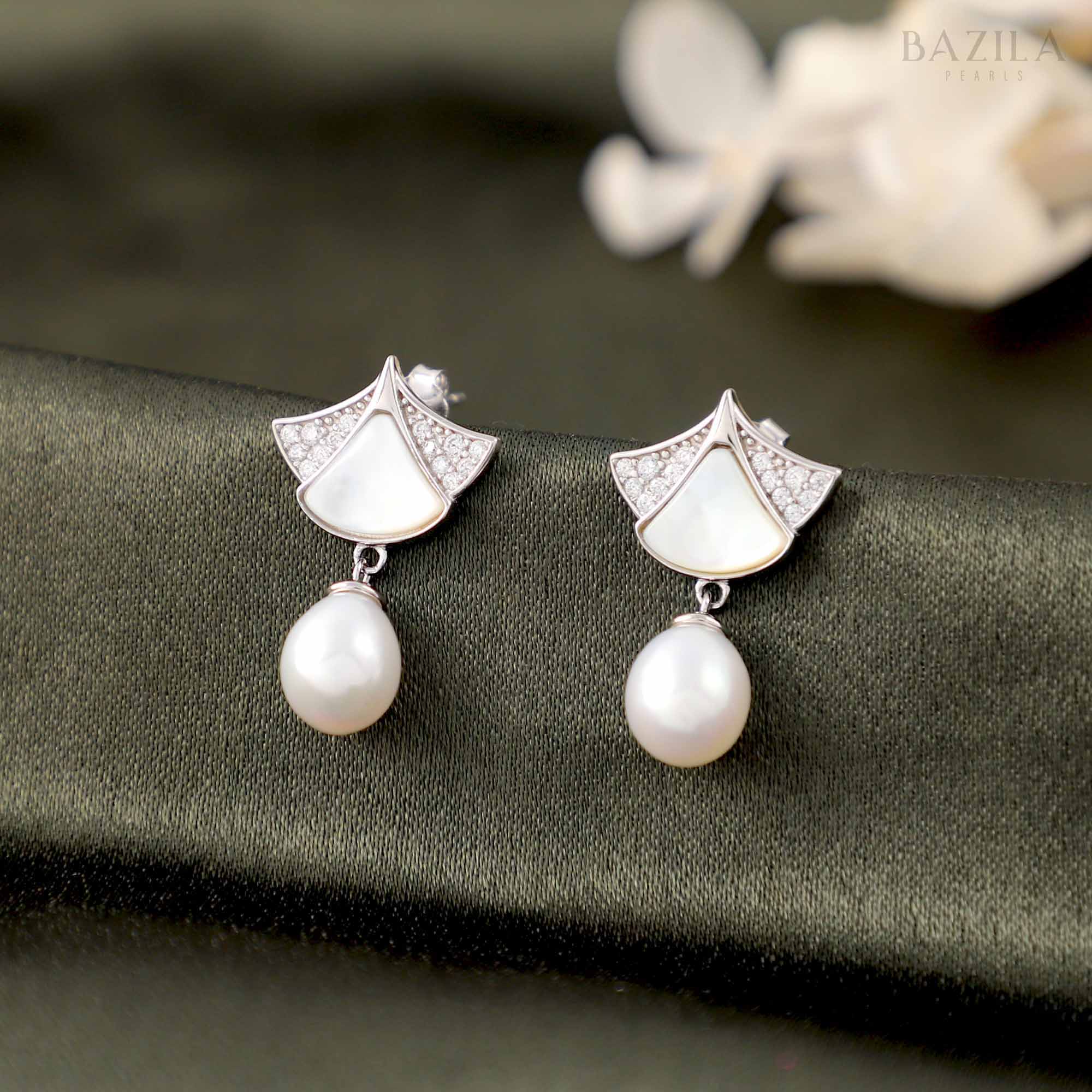 Timeless Radiance Drop Pearl Earrings - 8-9mm - Pure White
