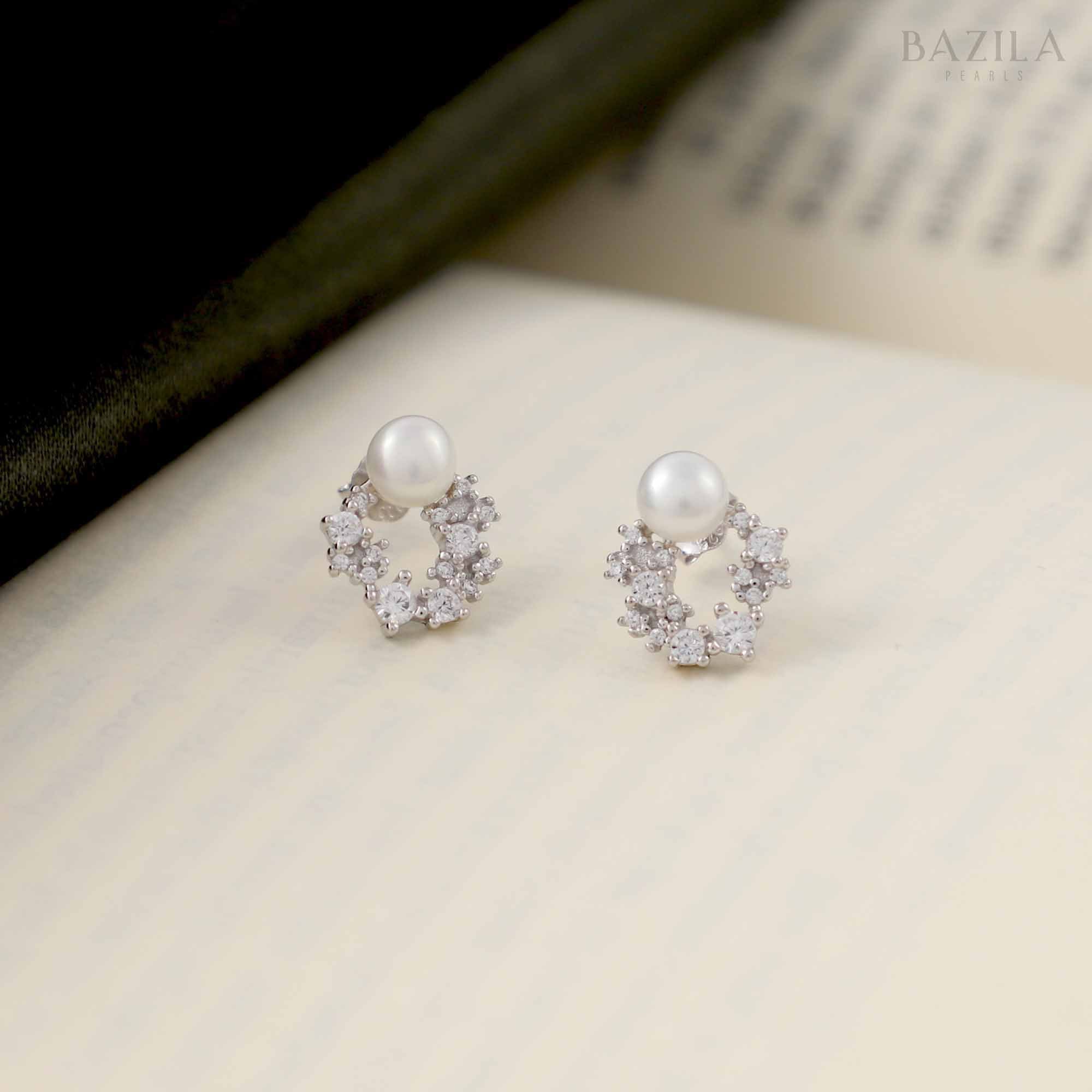 Pure Bliss Button Pearl Earrings - 5mm - White