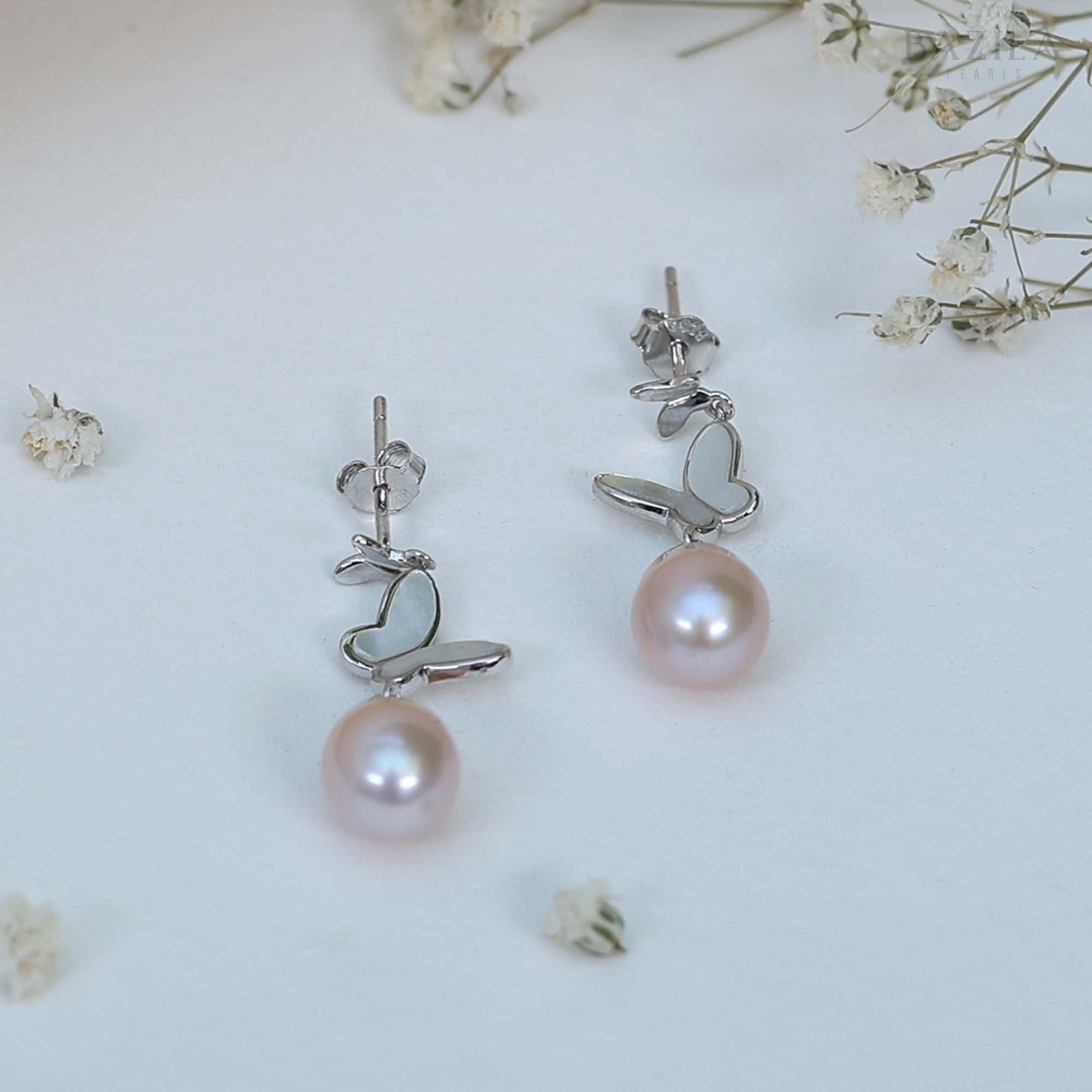 Luxury Silver Earrings with Natural Pearls