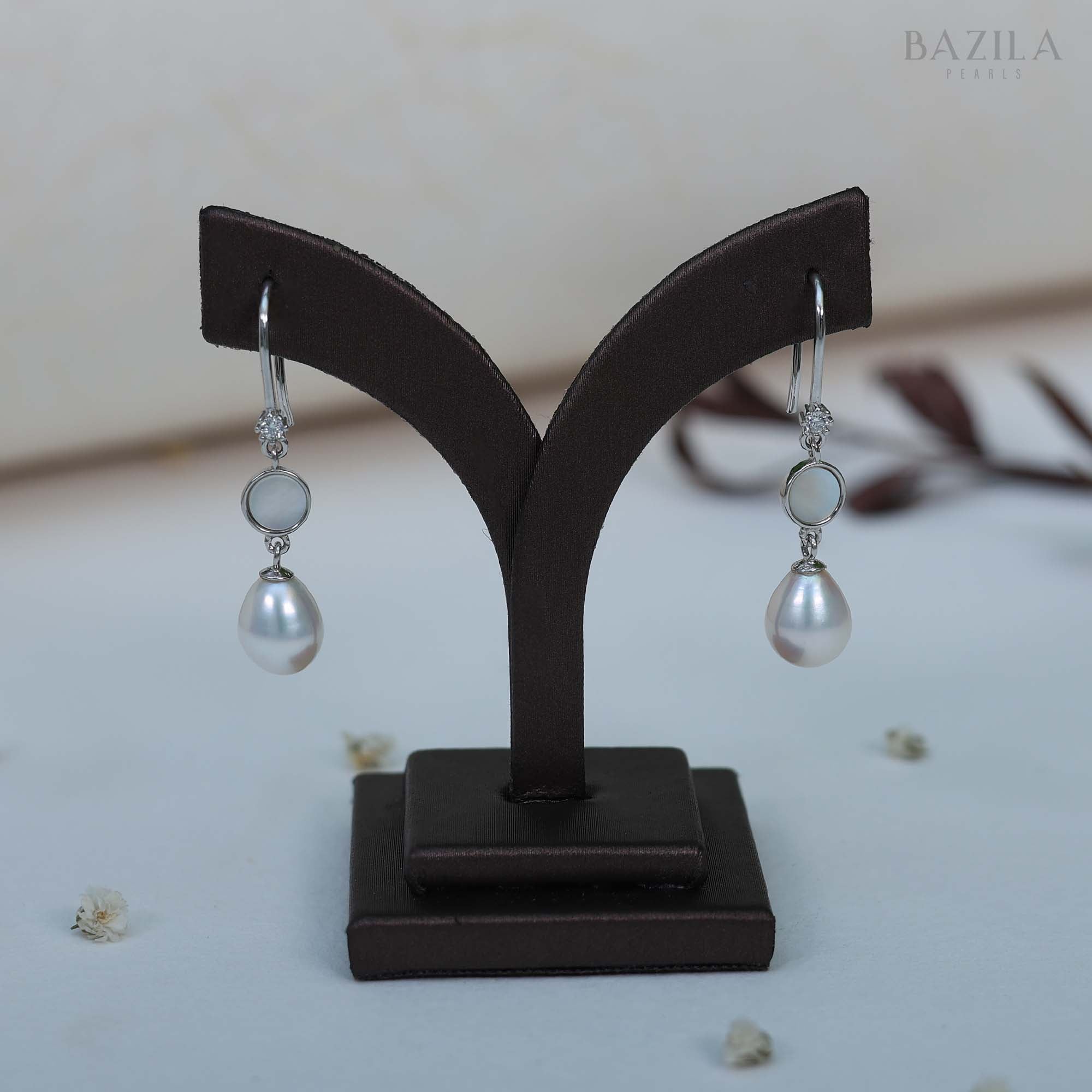 Lustrous White Freshwater Pearl Earrings in Polished Sterling Silver Finish