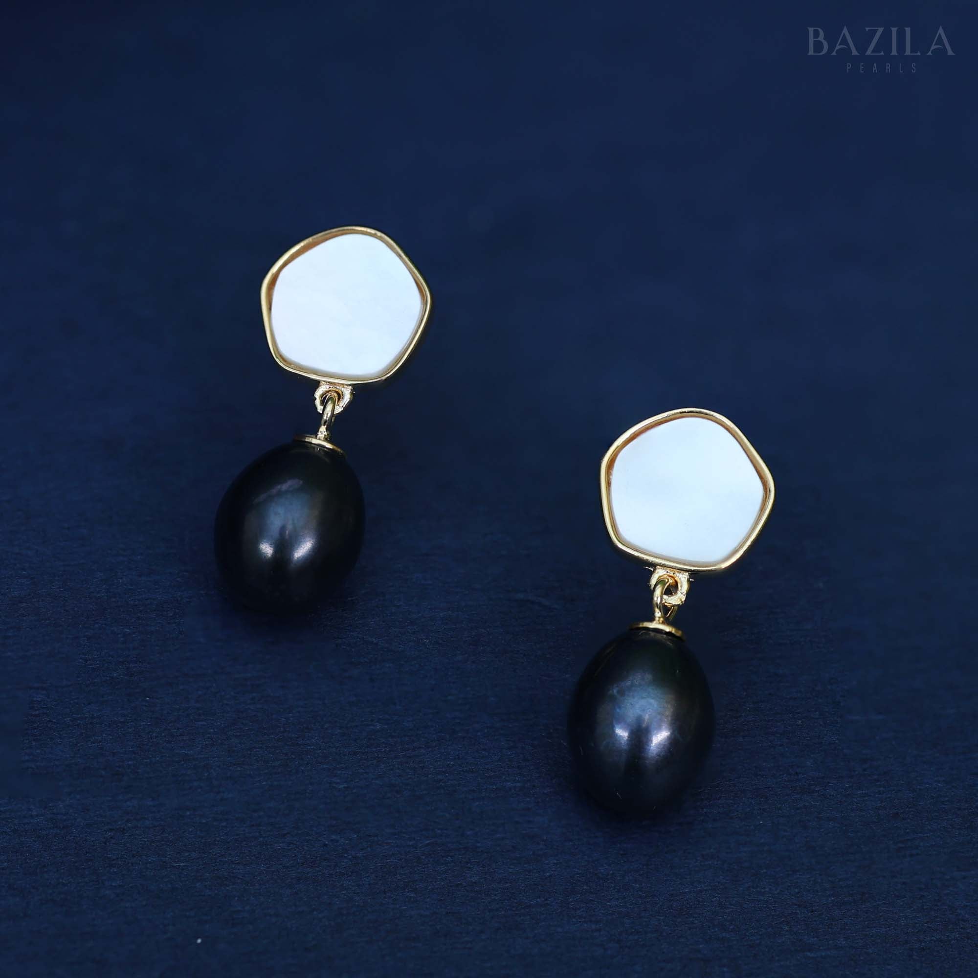 Modern Elegance Black Freshwater Pearl Drop Earrings