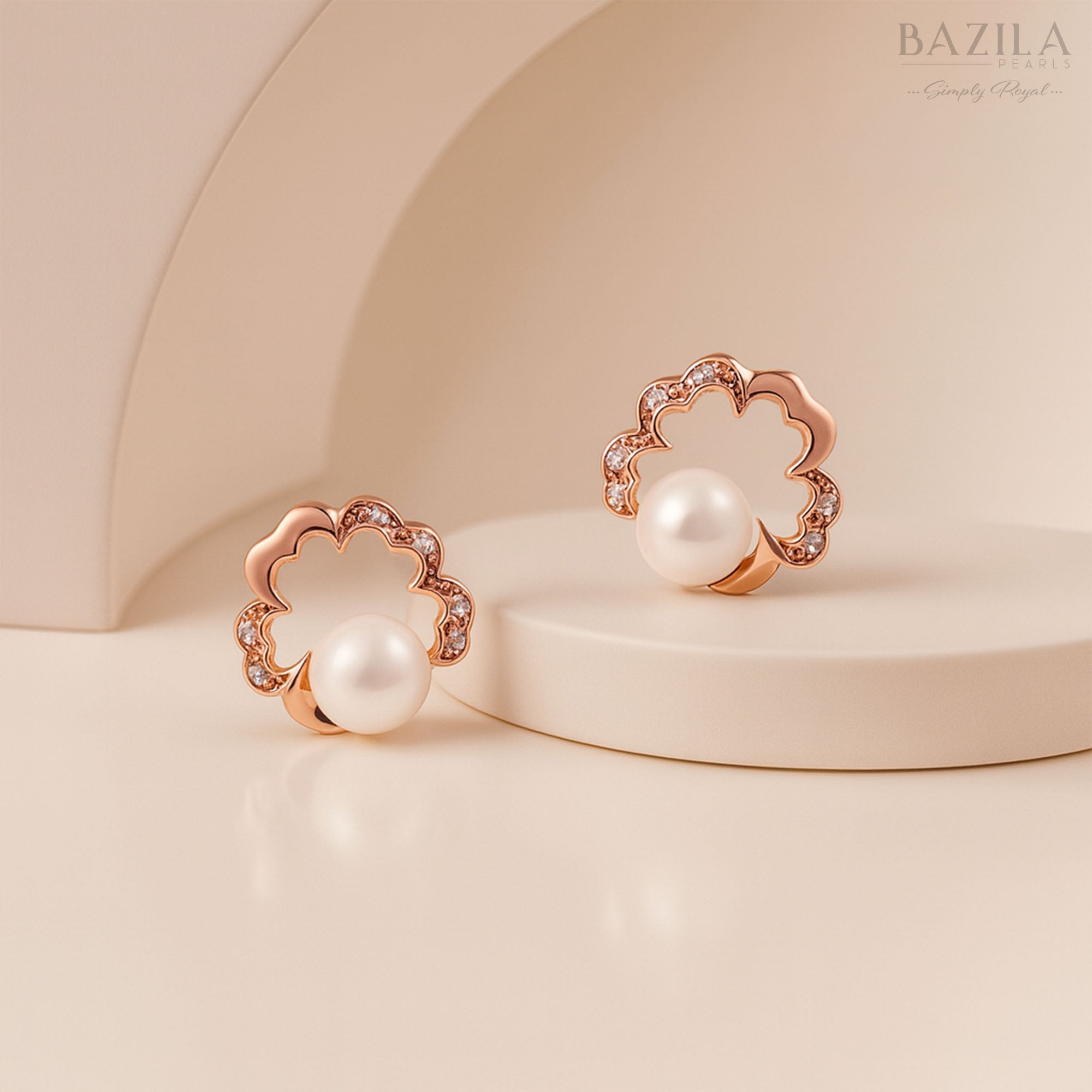 Freshwater Cultured Pearl Floral Stud Earrings