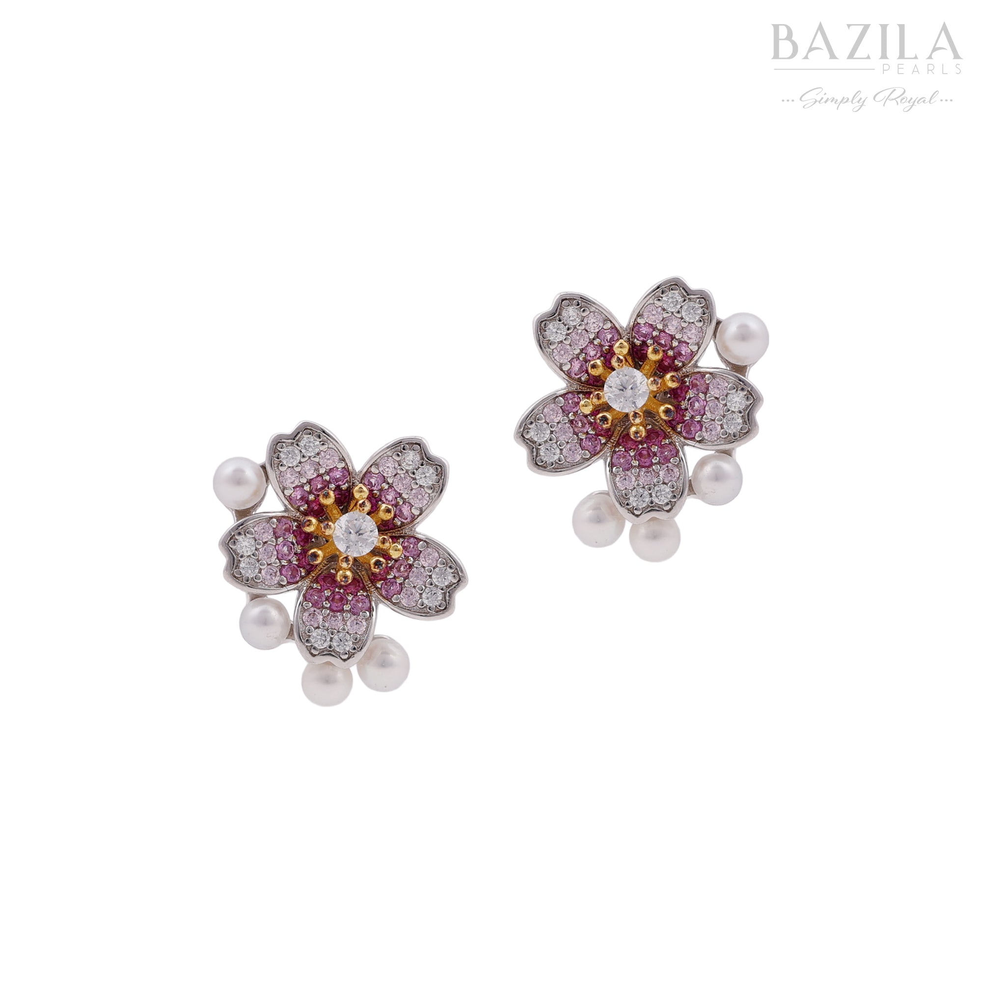 Freshwater Pearl Embellished Floral Statement Studs