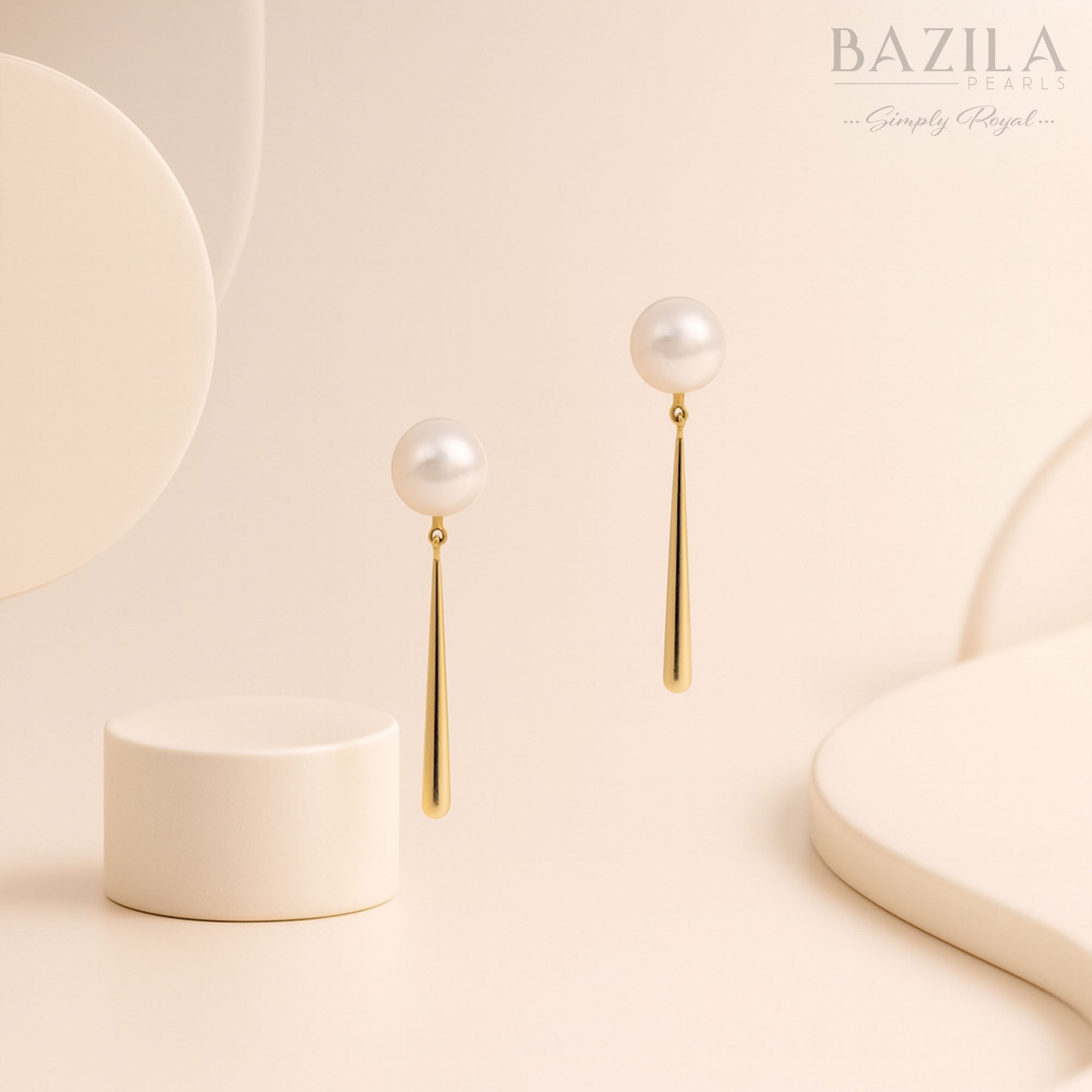 Elegant Pearl & Gold Bar Dangle Earrings