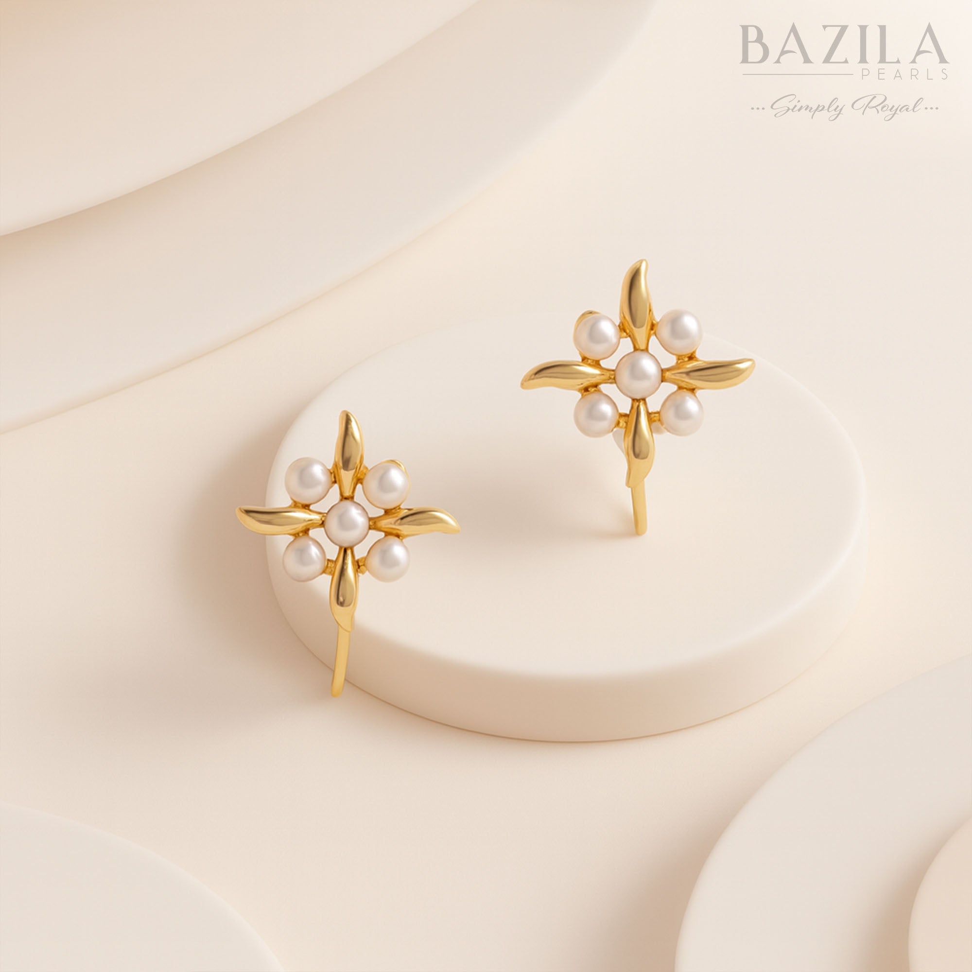 Freshwater Pearl Blossom-Inspired Stud Earrings