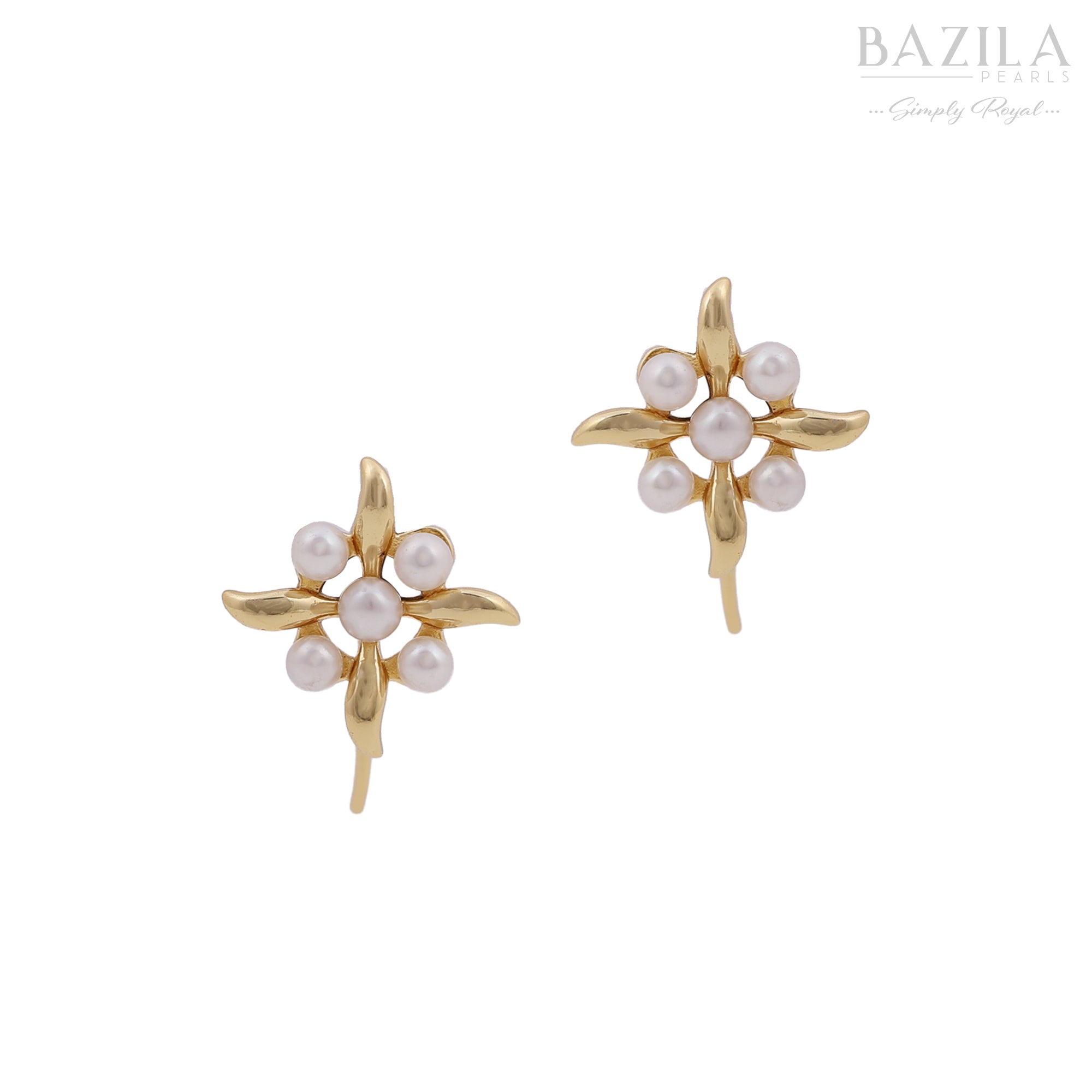 Freshwater Pearl Blossom-Inspired Stud Earrings