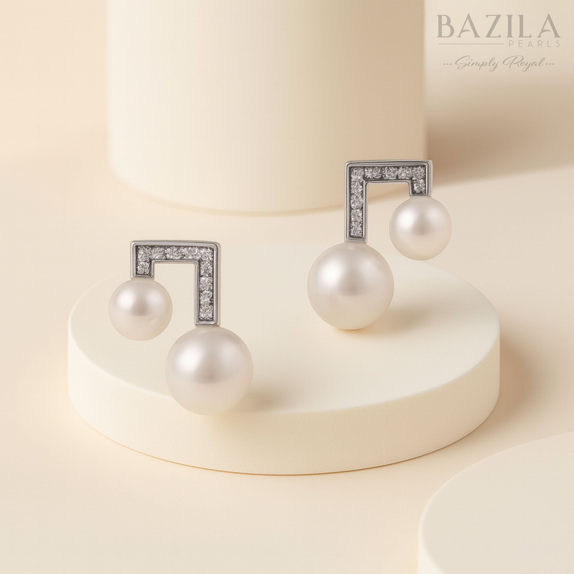 Freshwater Cultured Pearl Geometric Dual-Pearl Stud Earrings