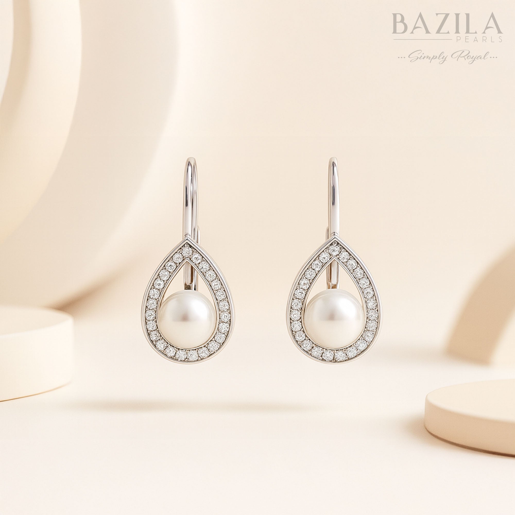 Freshwater Cultured Pearl Teardrop Halo Earrings