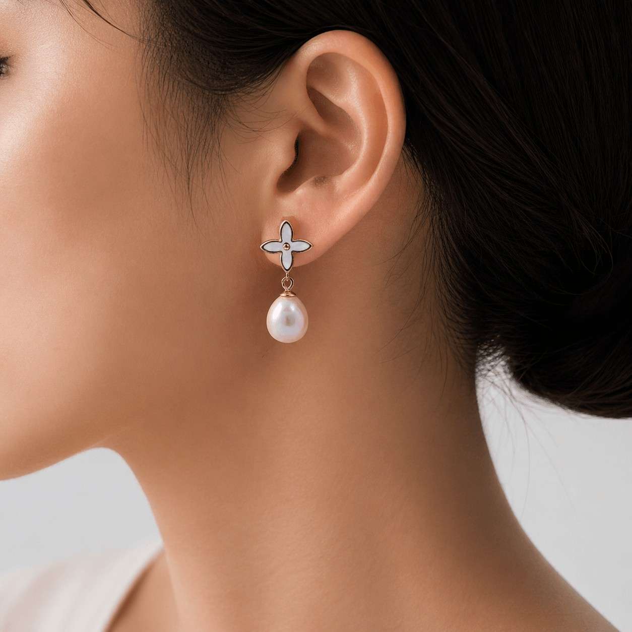 Pink Fresh Pearl Drop Earrings – Gold Finish