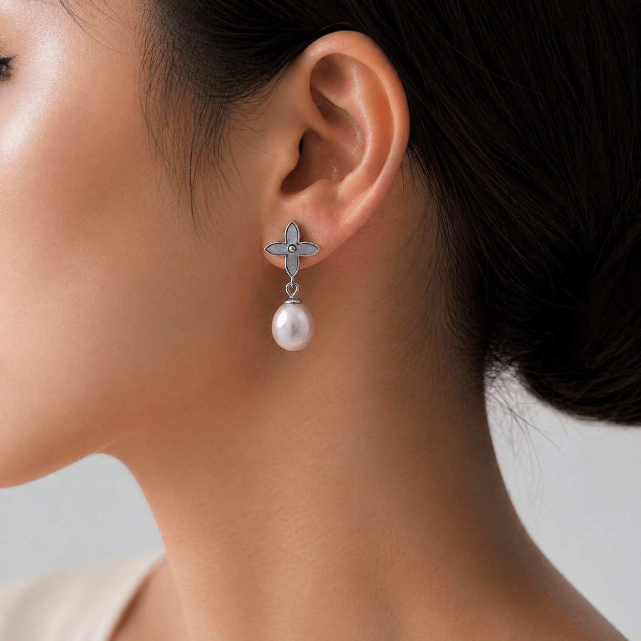 Pink Fresh Pearl Drop Earrings – Silver Finish