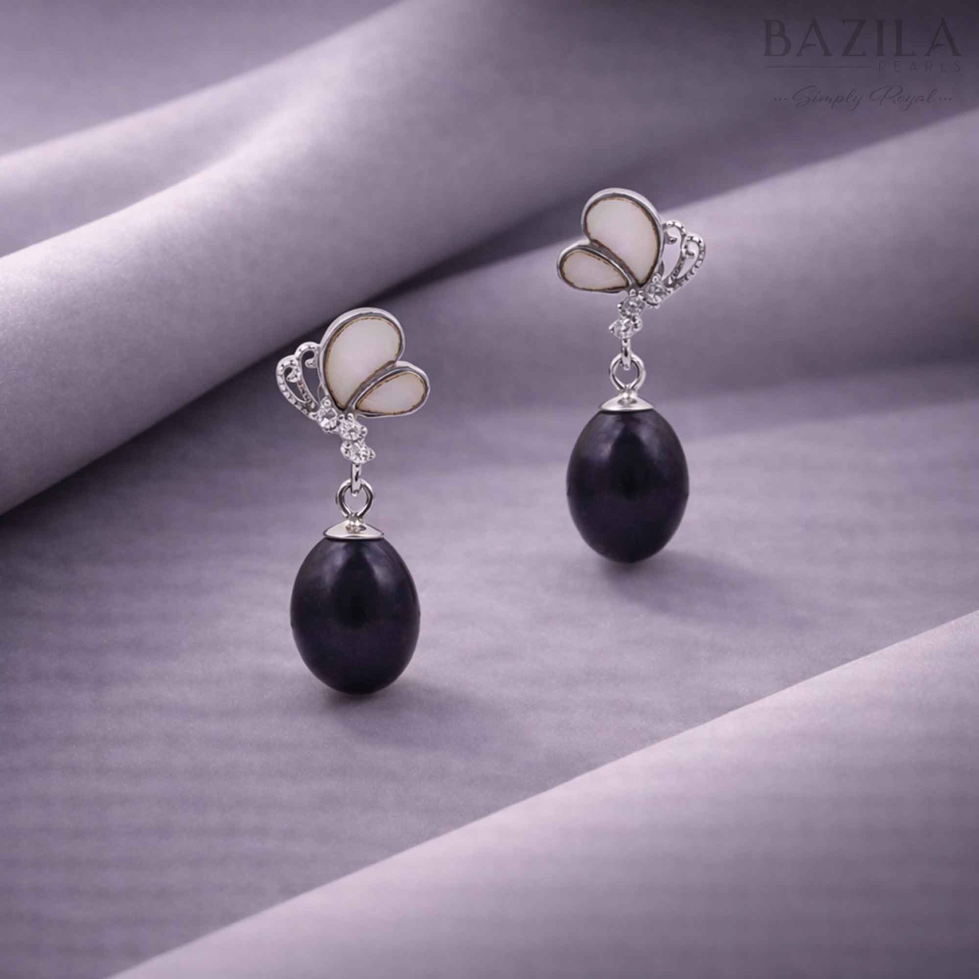 Midnight Butterfly Black Pearl Earrings