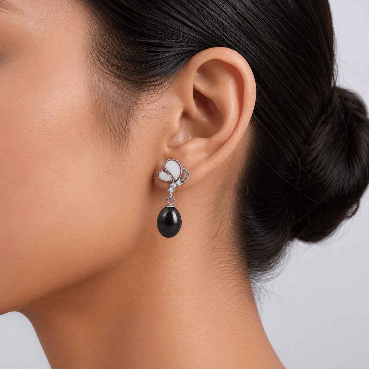 Midnight Butterfly Black Pearl Earrings