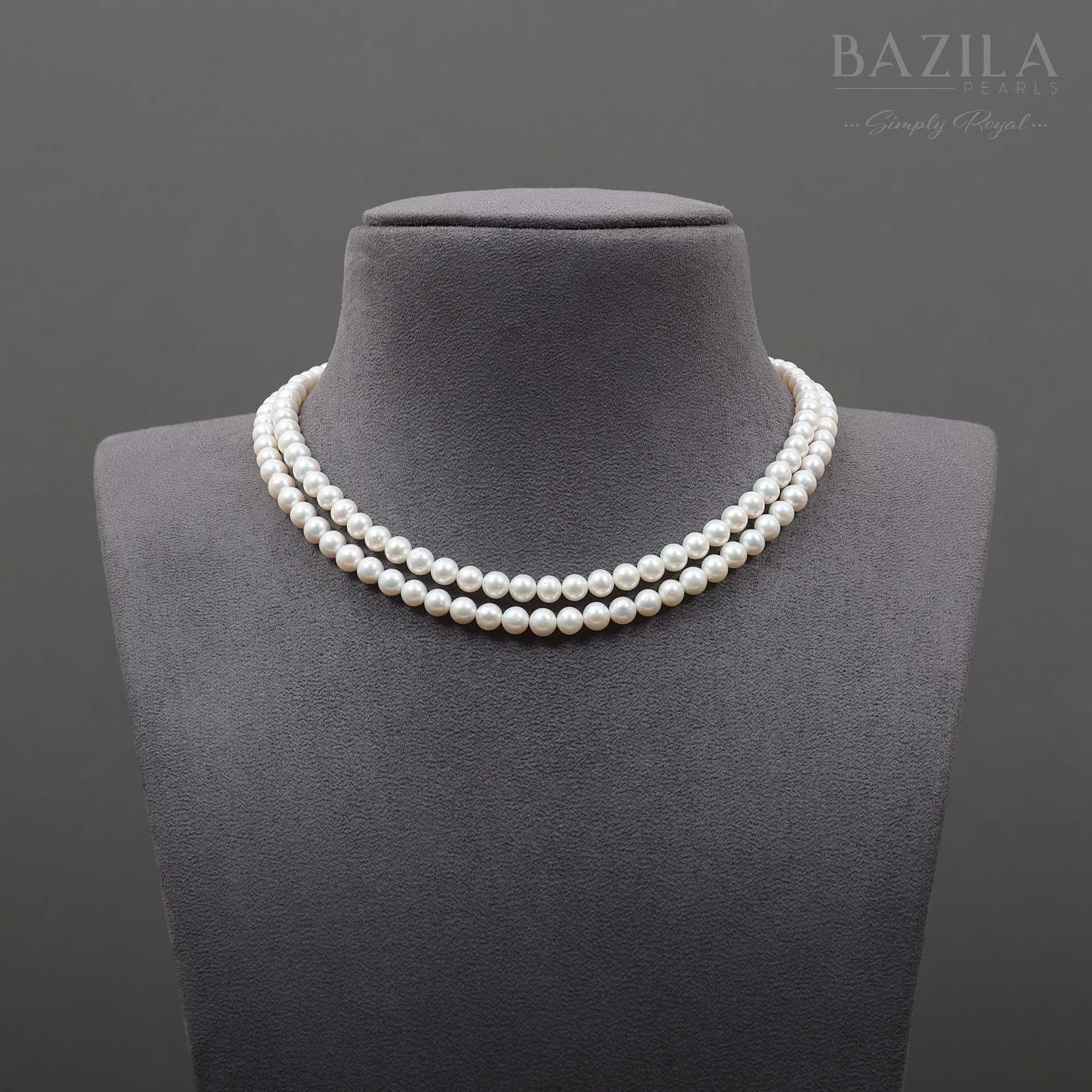 Classic Double-Strand White Pearl Necklace