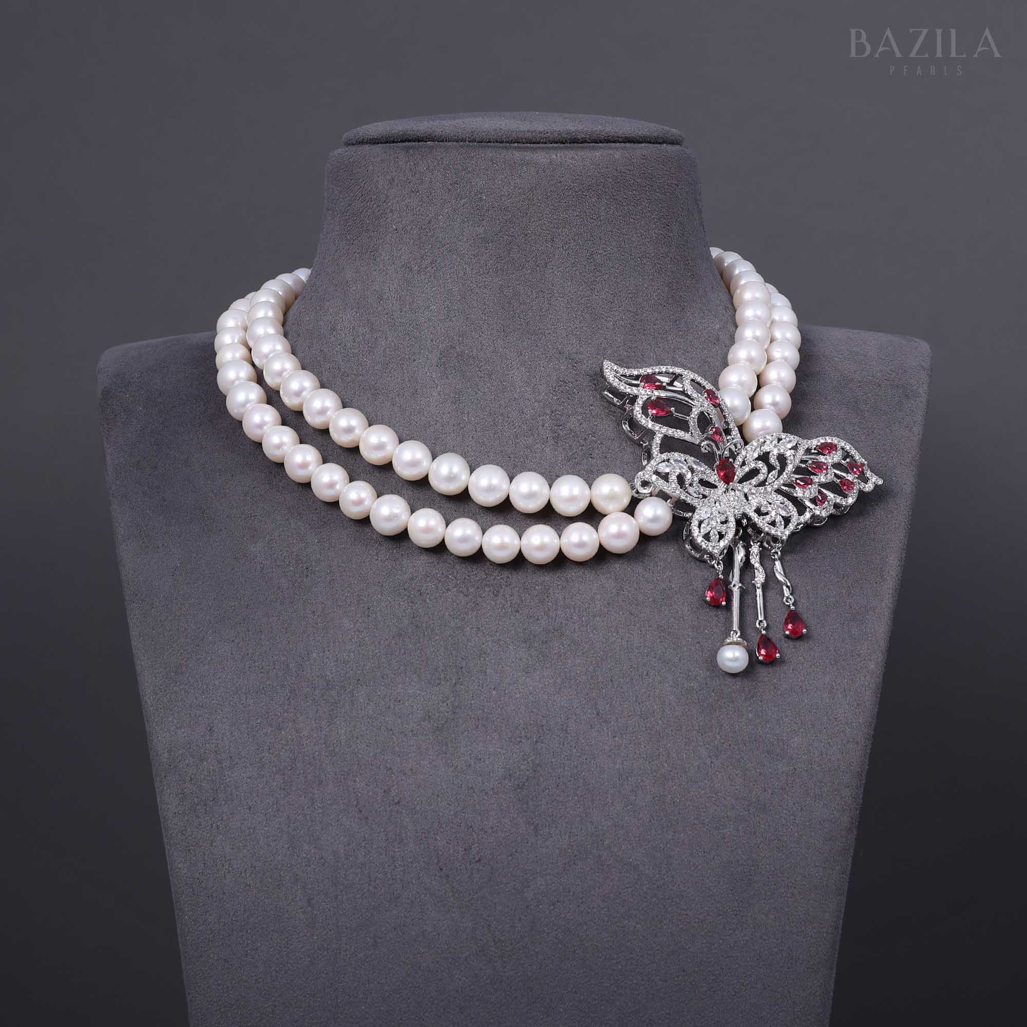 Eternal Blossom Butterfly Pearl Necklace