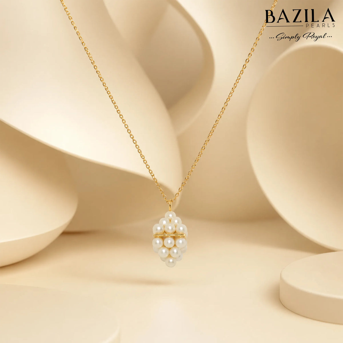 Radiant Cluster Pearl Necklace with Modern Design