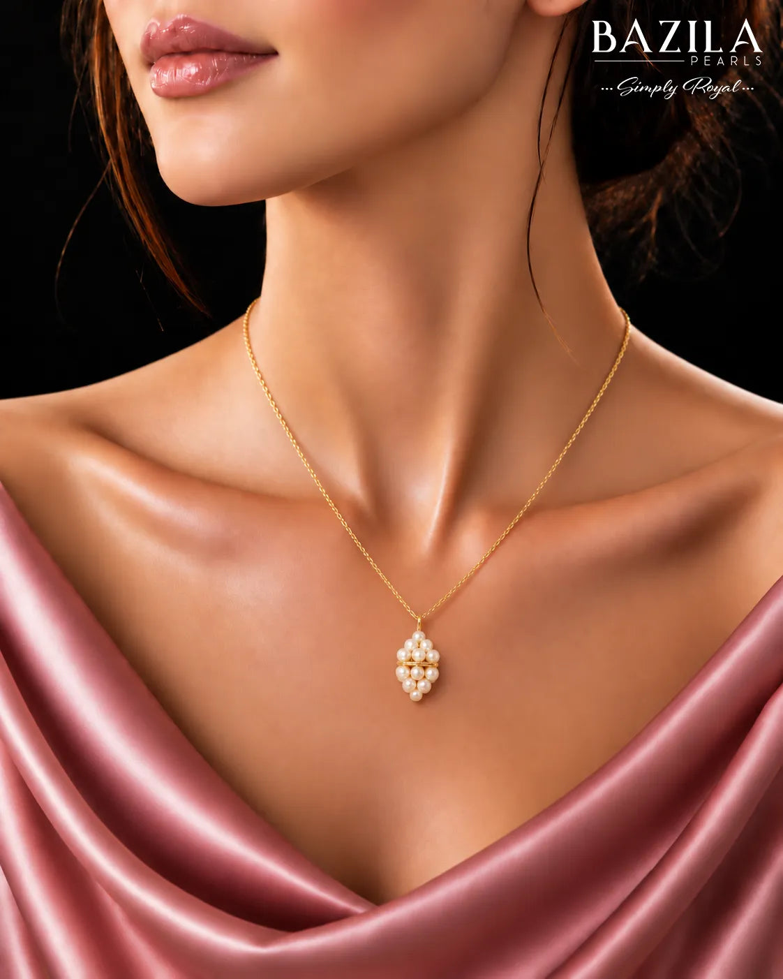 Radiant Cluster Pearl Necklace with Modern Design