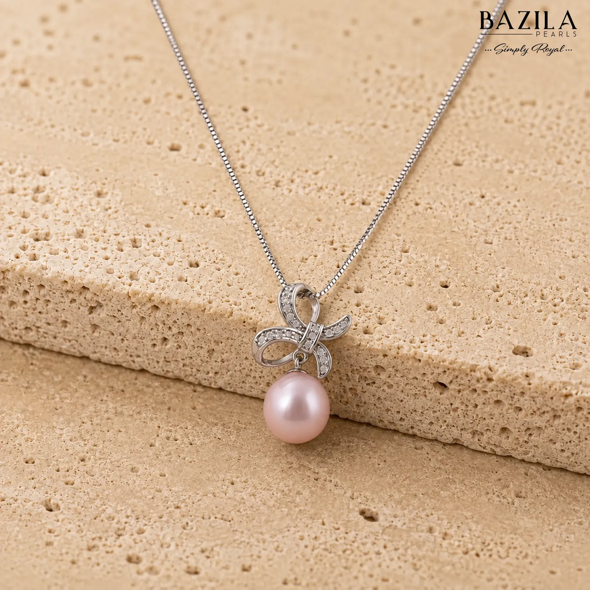 Rose Glow Pink Pearl Pendant on Classic Gold-Finish Chain