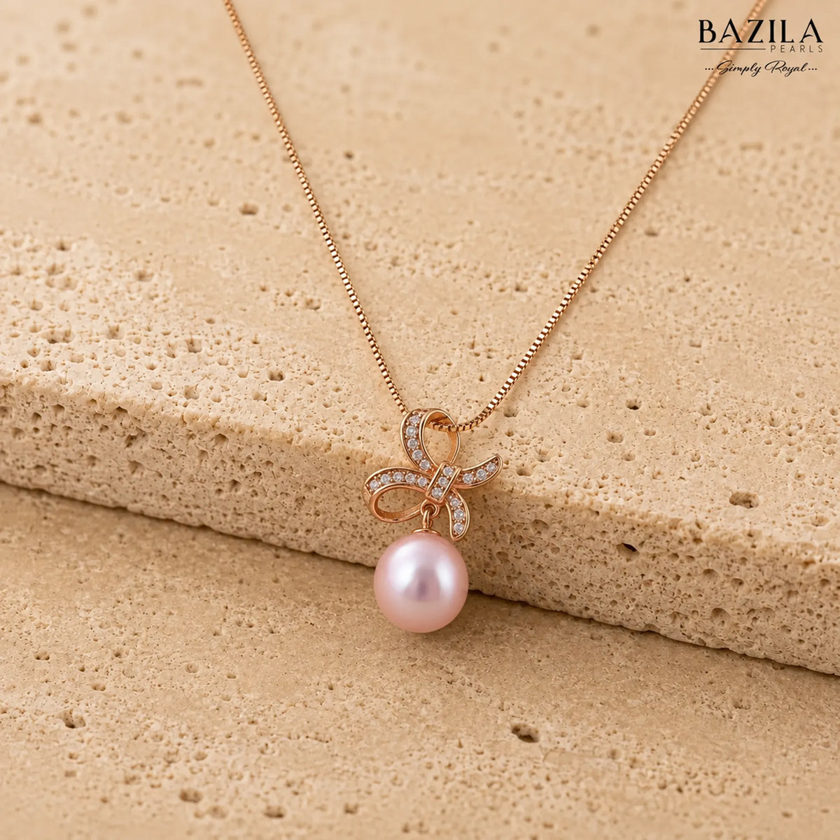 Pink Pearl Pendant on Polished Gold-Finish Chain