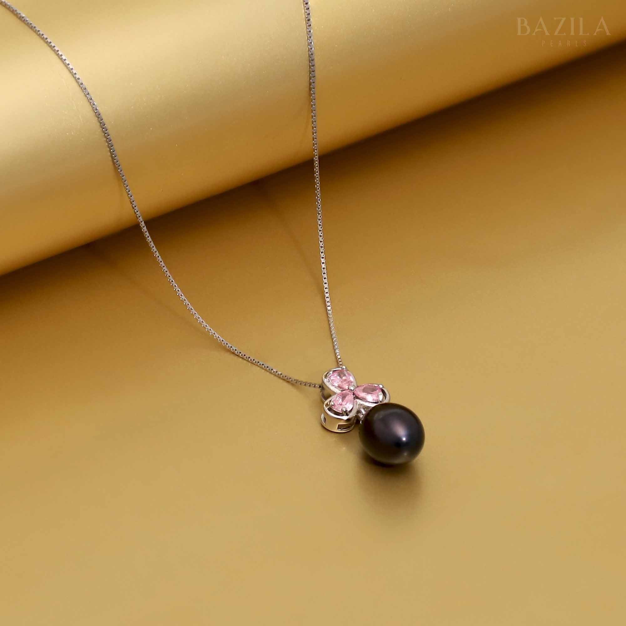 Midnight Rose Black with Mother-of-Pearl Pendant