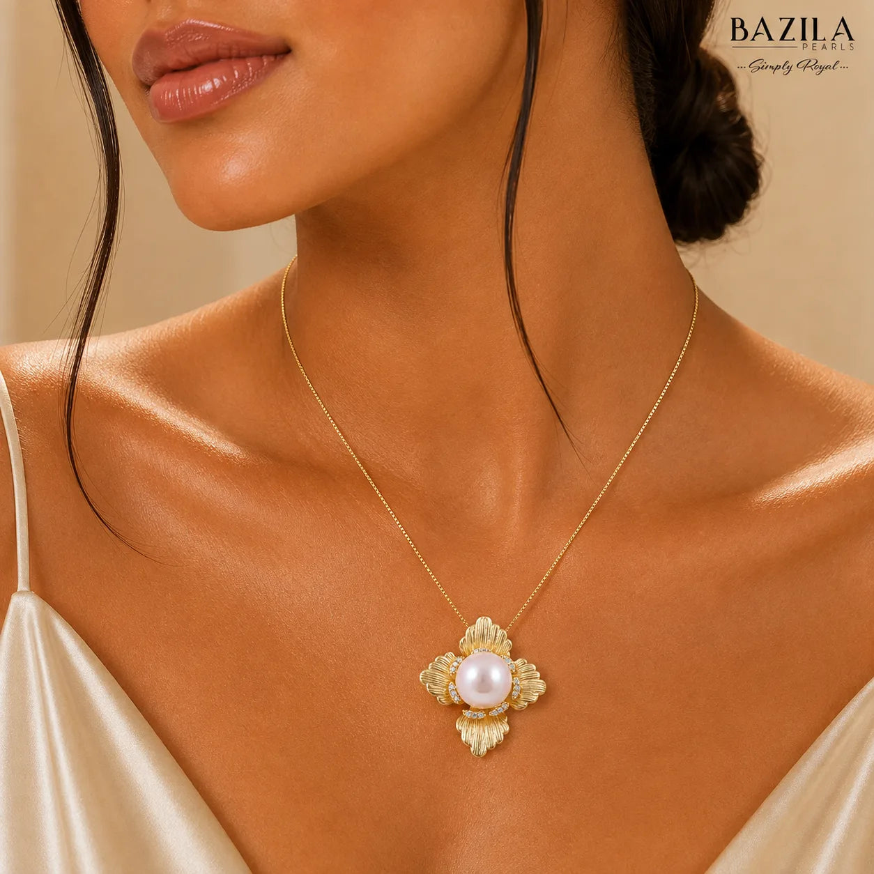 Floral Grace Pearl & Zircon Charm