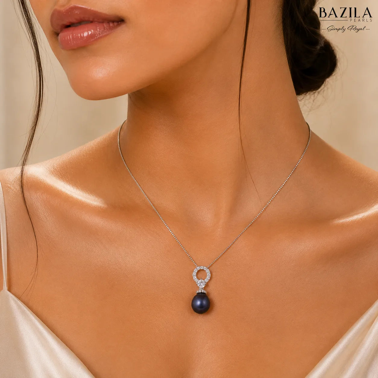 Eclipse Shine Pearl & Zircon Necklace