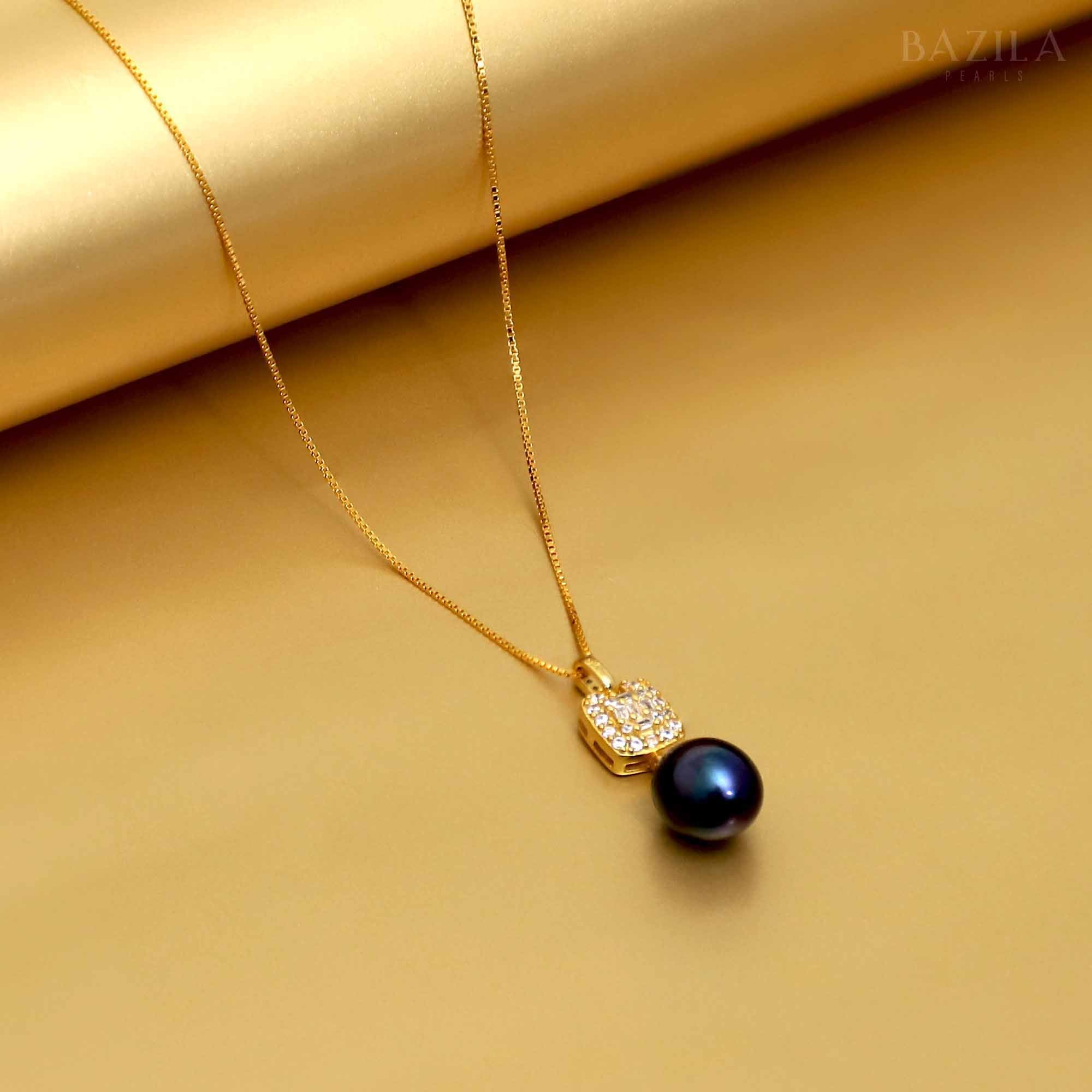 Obsidian Glow Pearl & Zircon Pendant