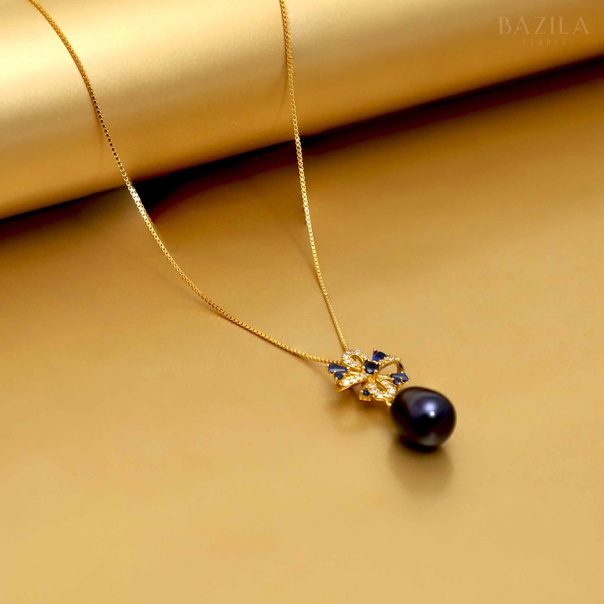Royal Noir Pearl & Sapphire Pendant
