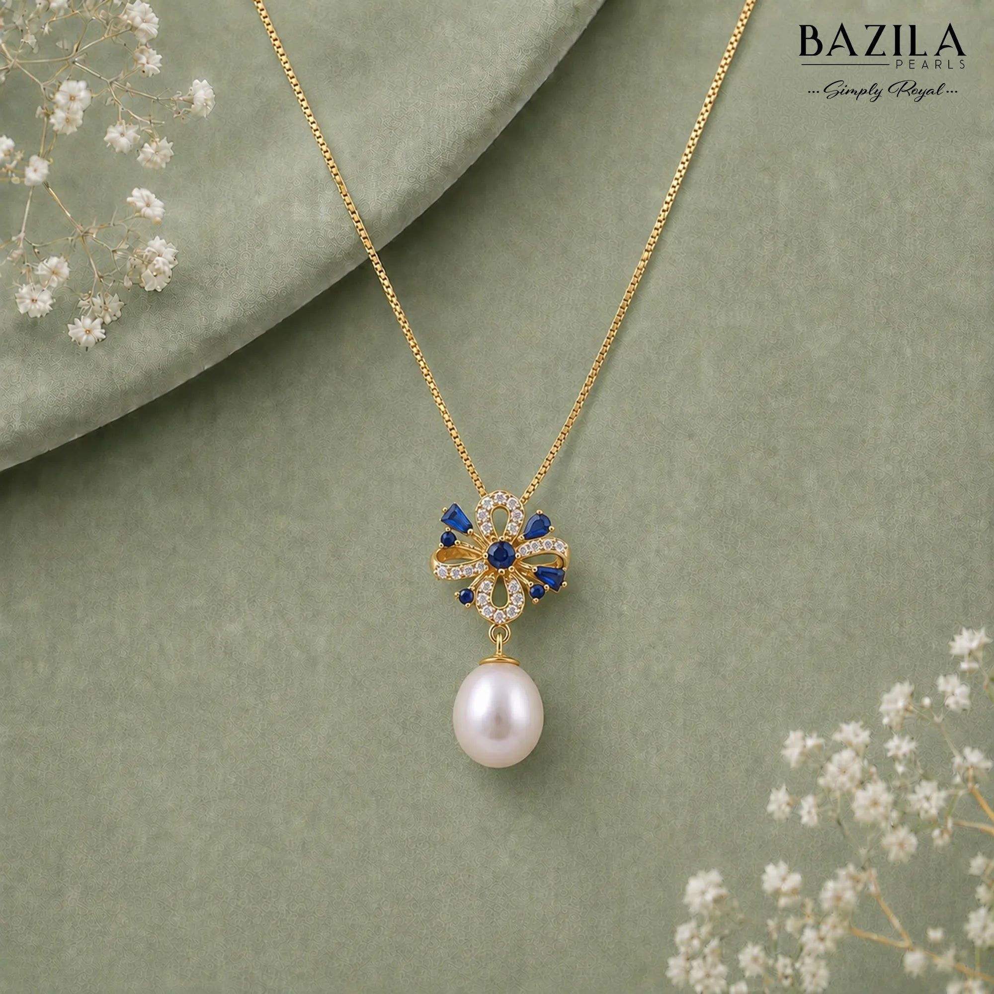 Midnight Petals White Pearl Necklace