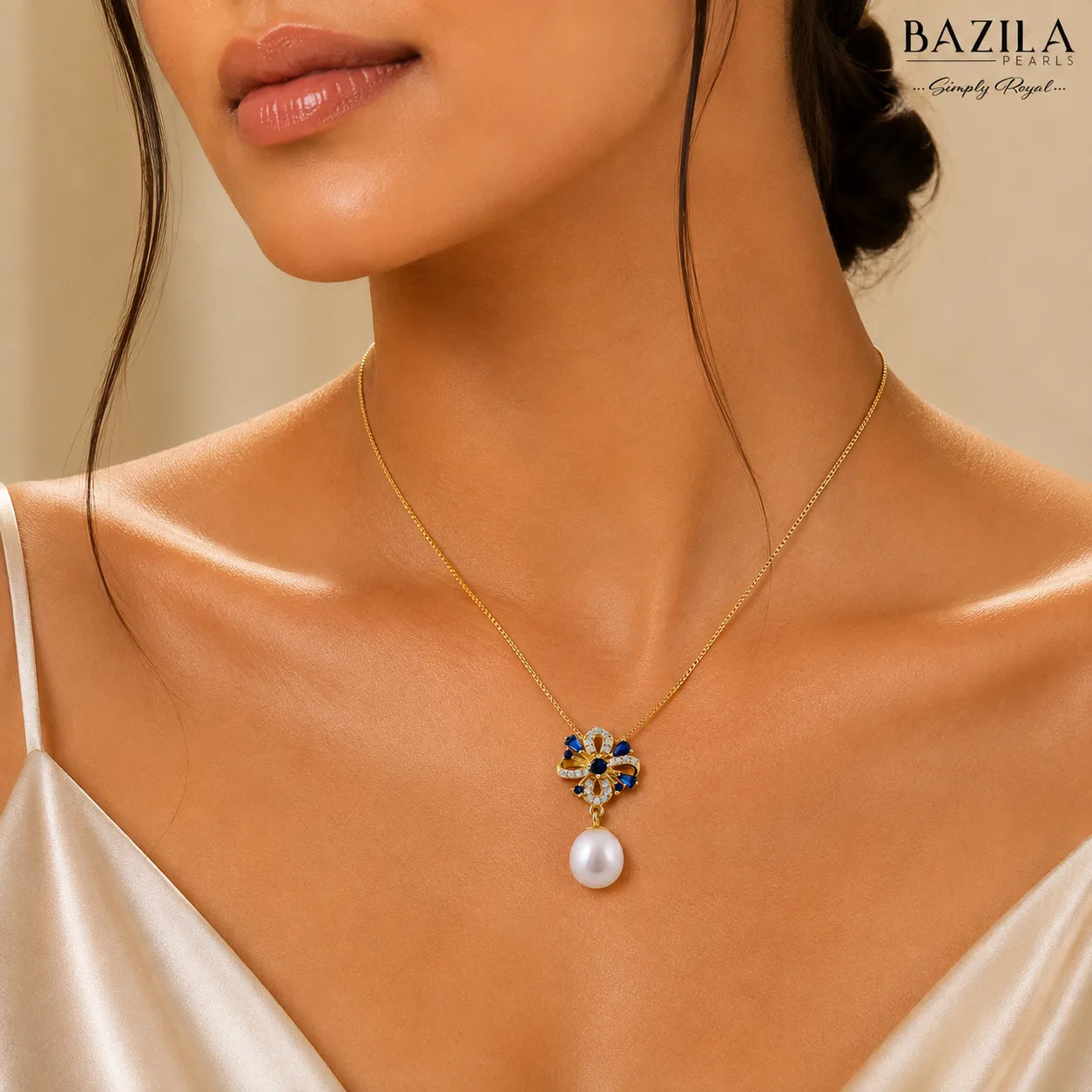 Midnight Petals White Pearl Necklace