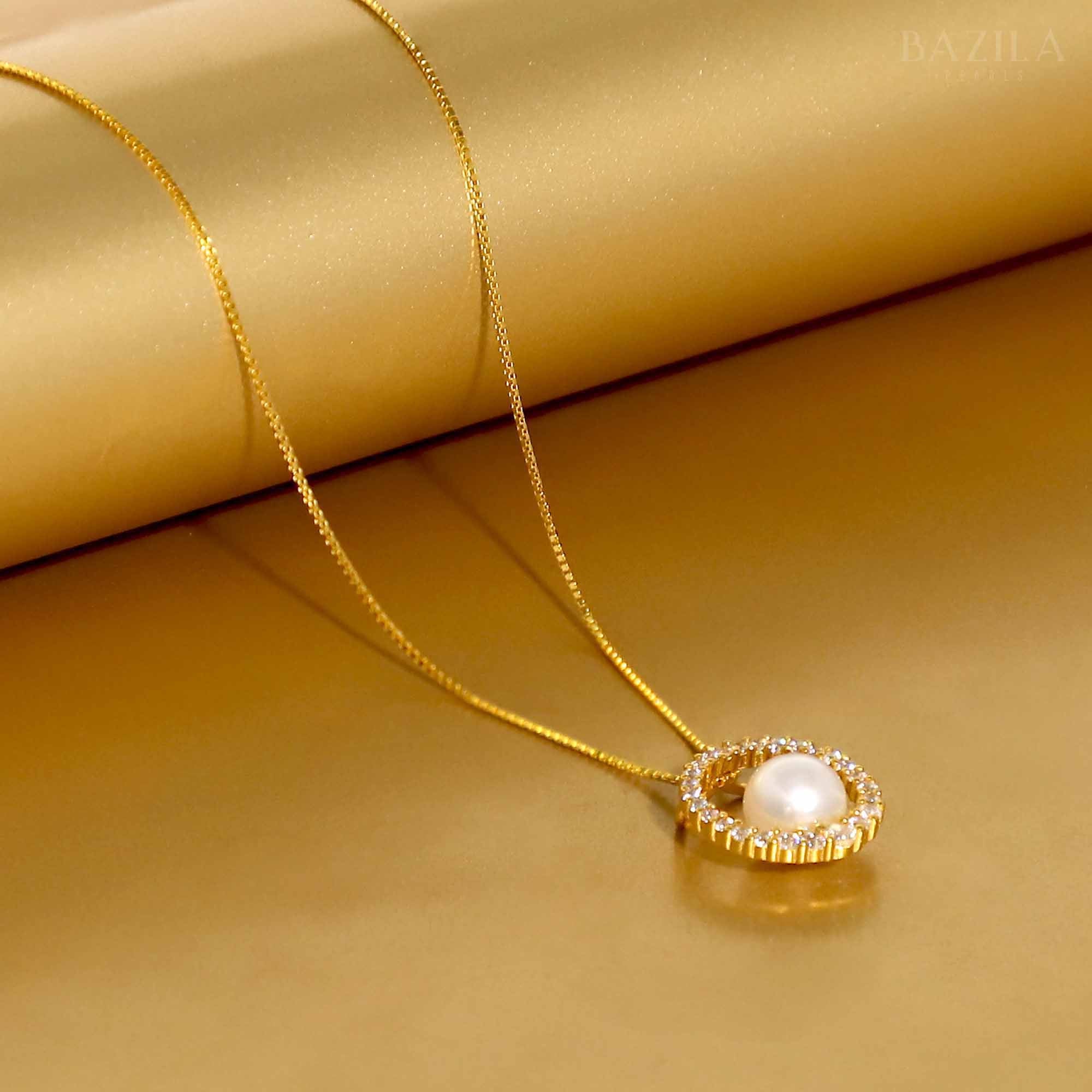 Golden Orbit Pearl Necklace