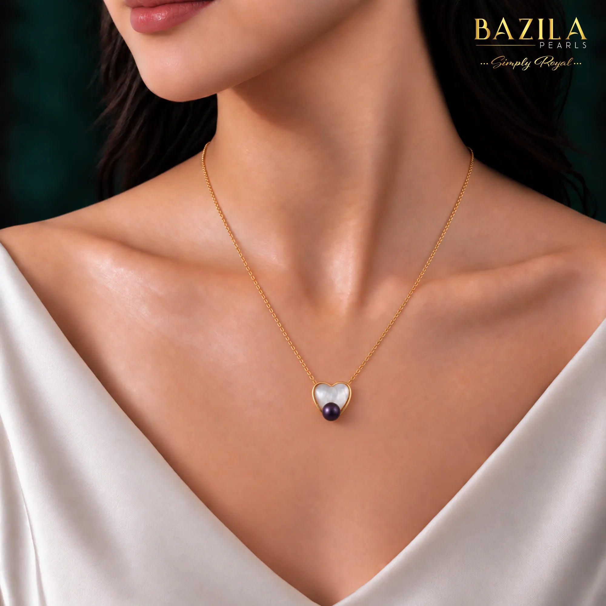 Sophisticated Freshwater Button Pearl Pendant – 8mm Gold & Black, Rhodium Silver