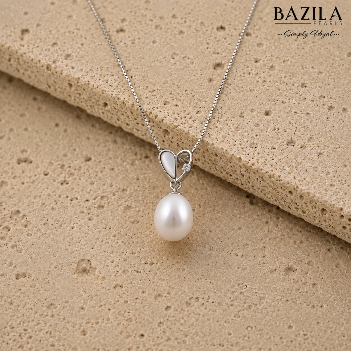 Elegant White Pearl Pendant on Sterling Silver Chain