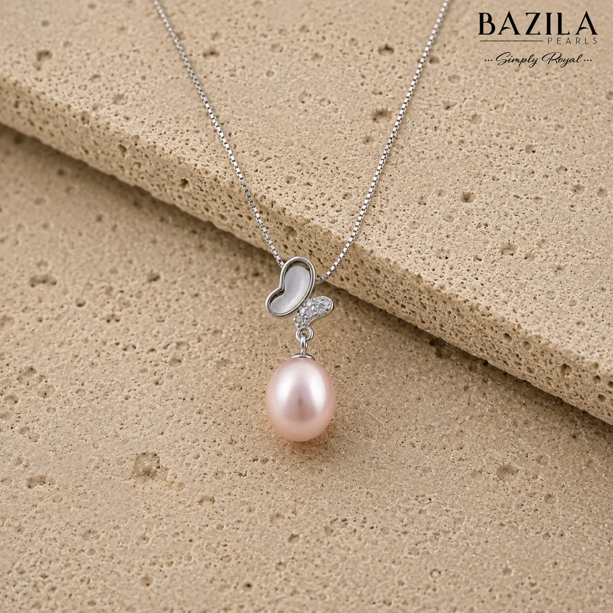 Soft Pink Pearl Pendant with Sterling Silver Chain