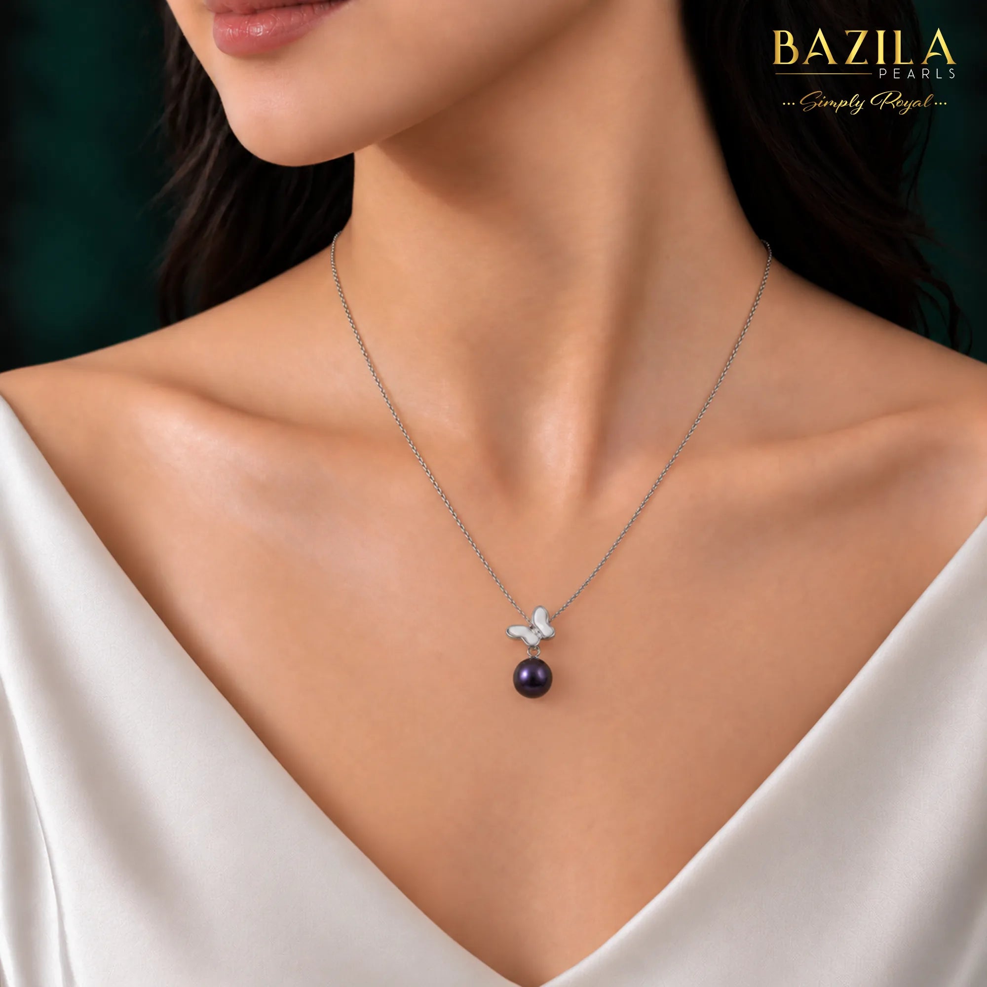 Elegant Black Pearl Pendant with Sterling Silver Chain