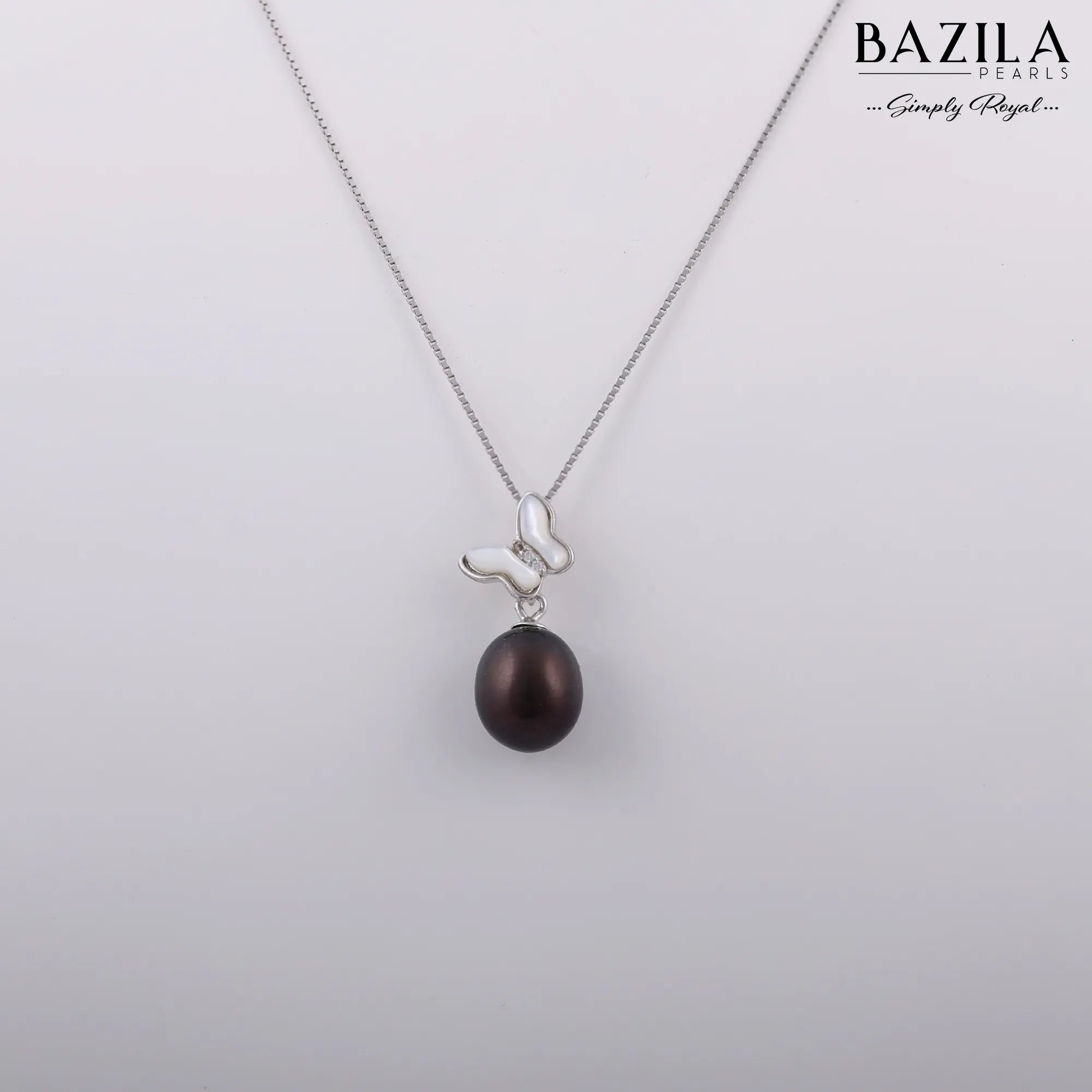 Elegant Black Pearl Pendant with Sterling Silver Chain