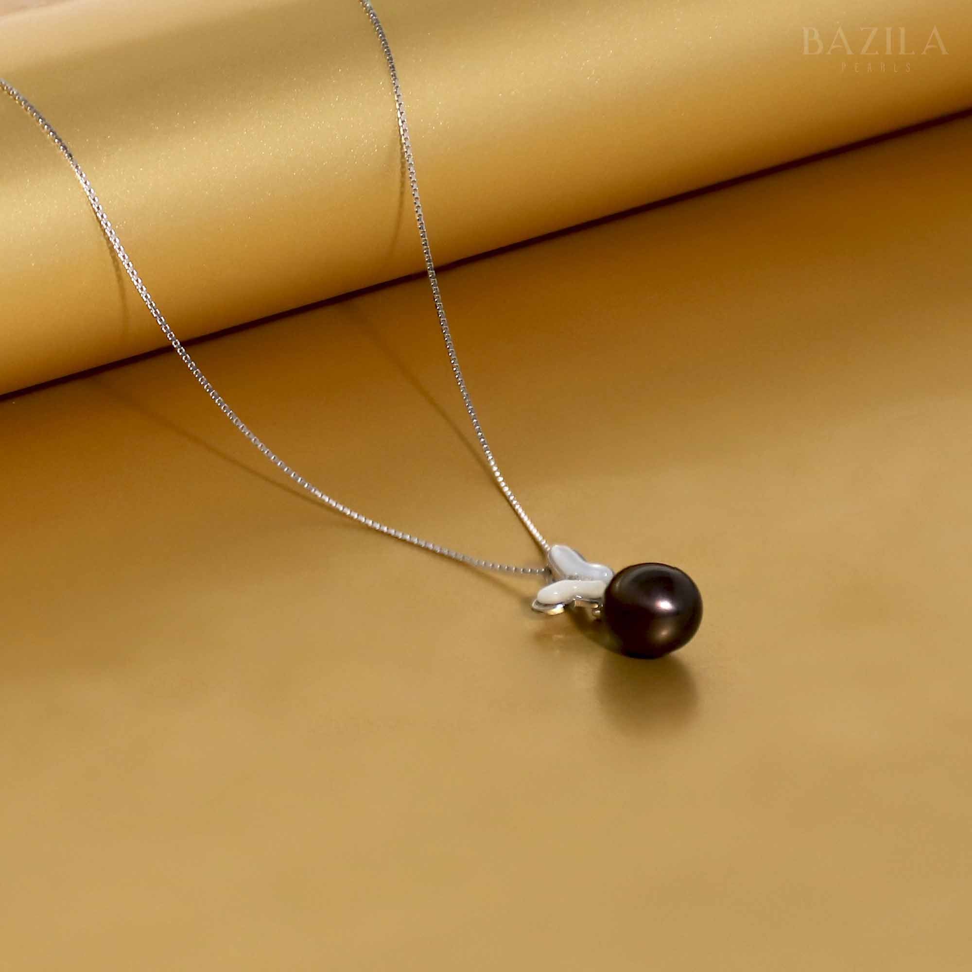 Elegant Black Pearl Pendant with Sterling Silver Chain