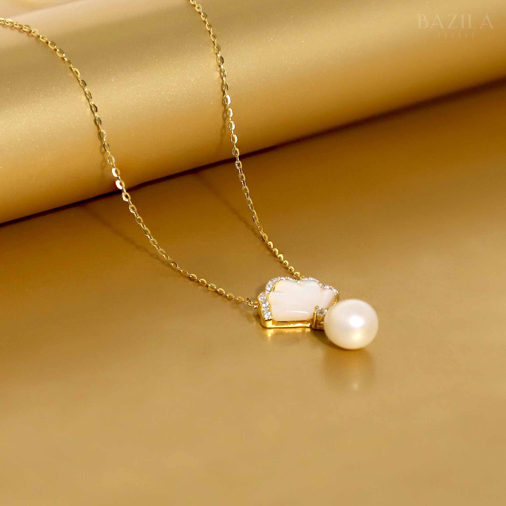 Pink Drop Pearl Pendant with Elegant Minimal Setting