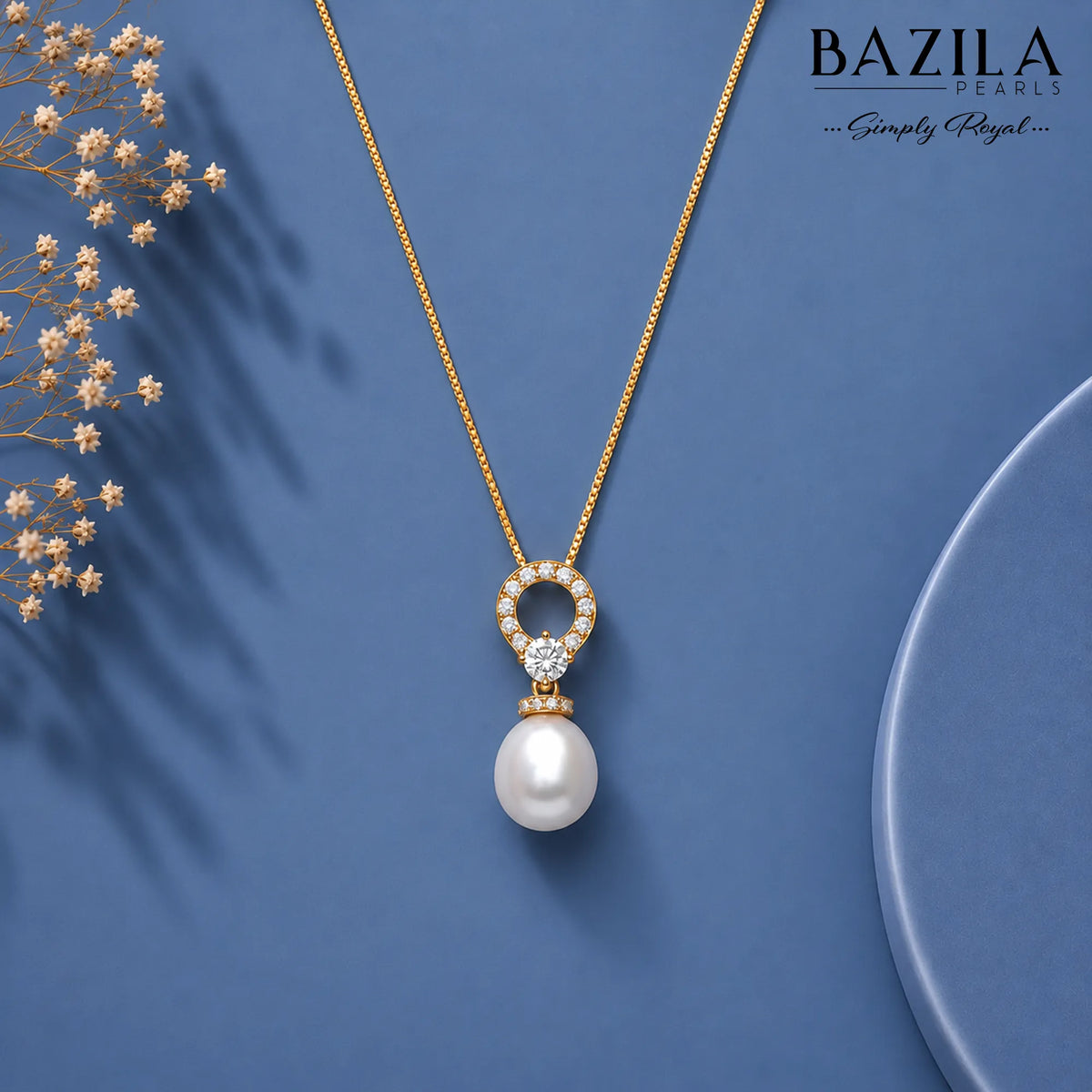 Graceful Elegance with 8mm AAA Drop Pearls - Gold White