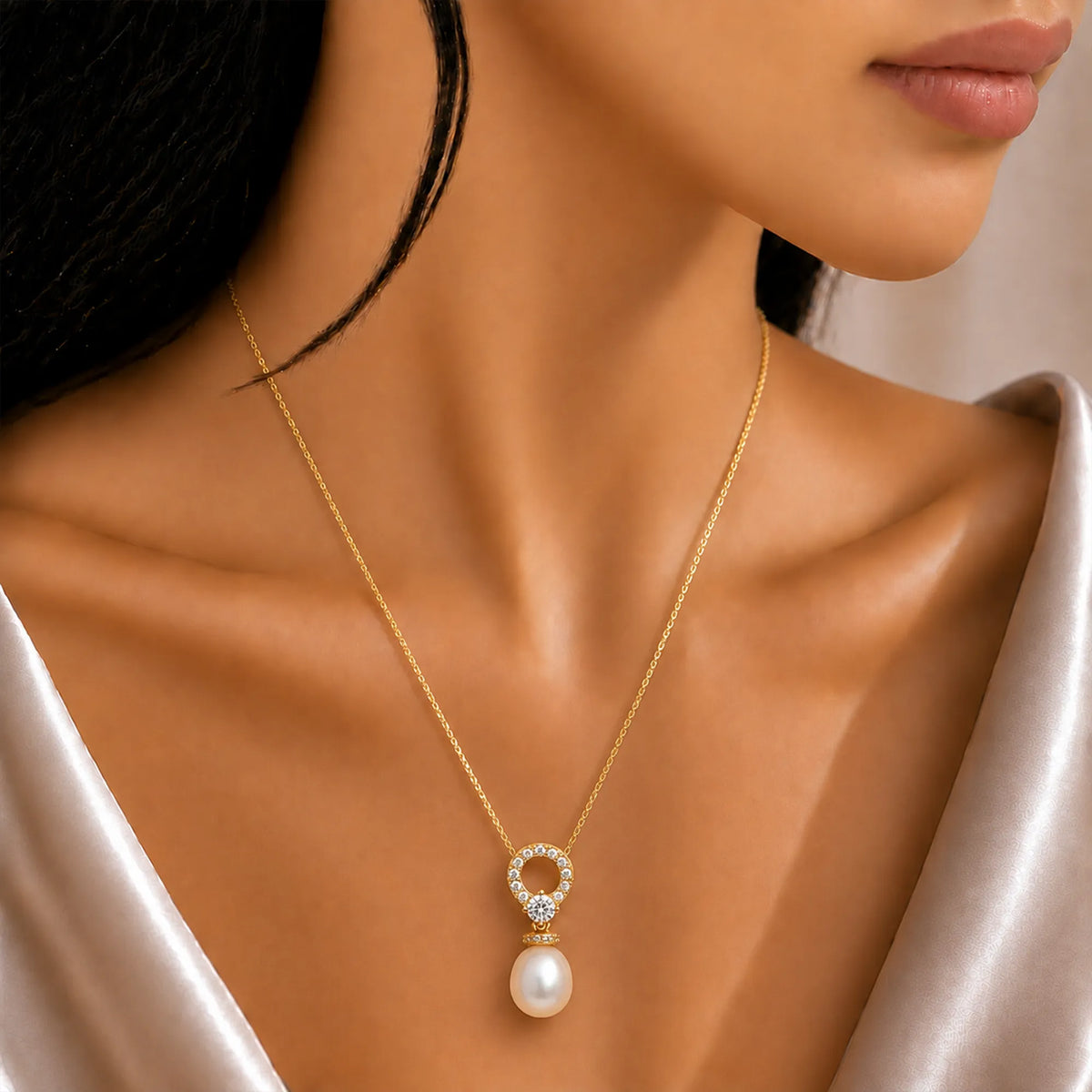 Graceful Elegance with 8mm AAA Drop Pearls - Gold White
