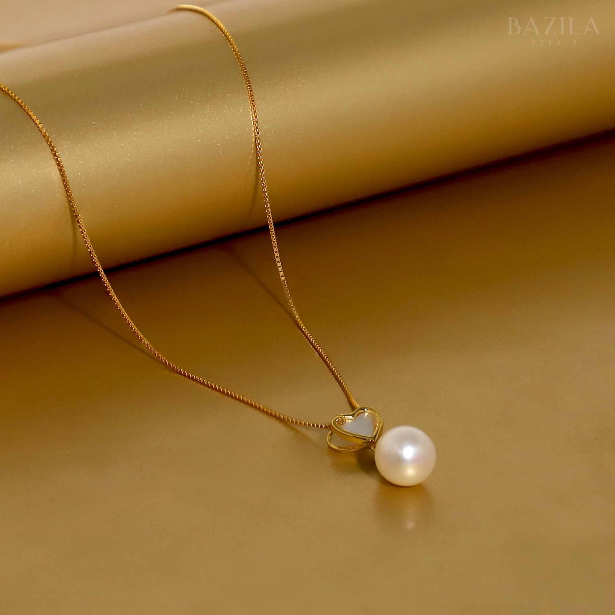 Timeless Elegance with 8mm AAA Drop Pearl Pendant - White Gold